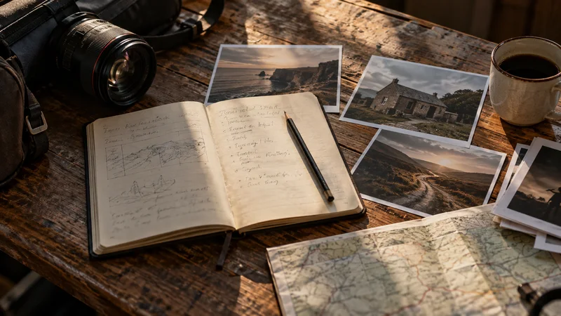 Production notes and location references laid out before a shoot