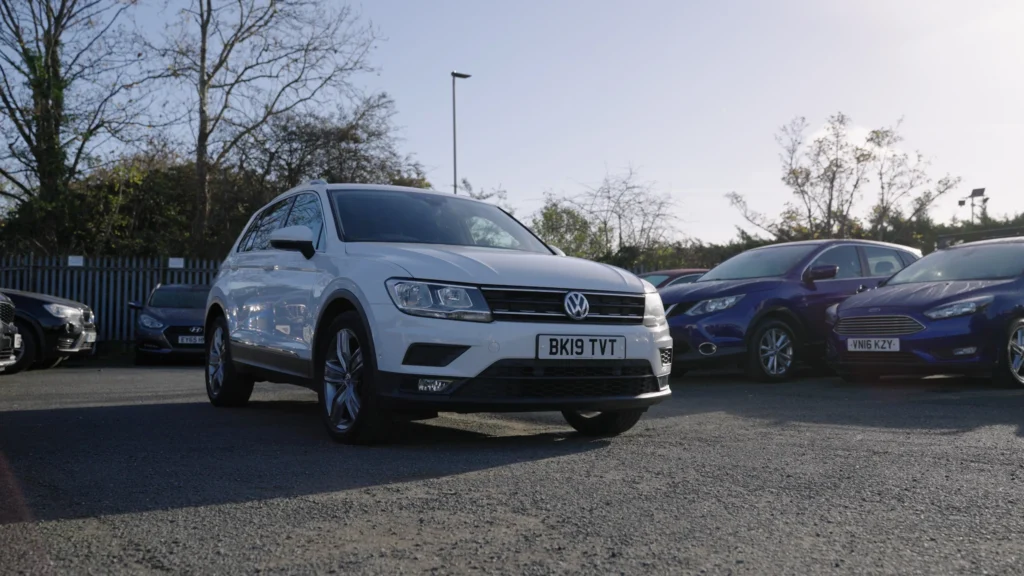 White Volkswagen Tiguan on the Target Car Supermarket forecourt