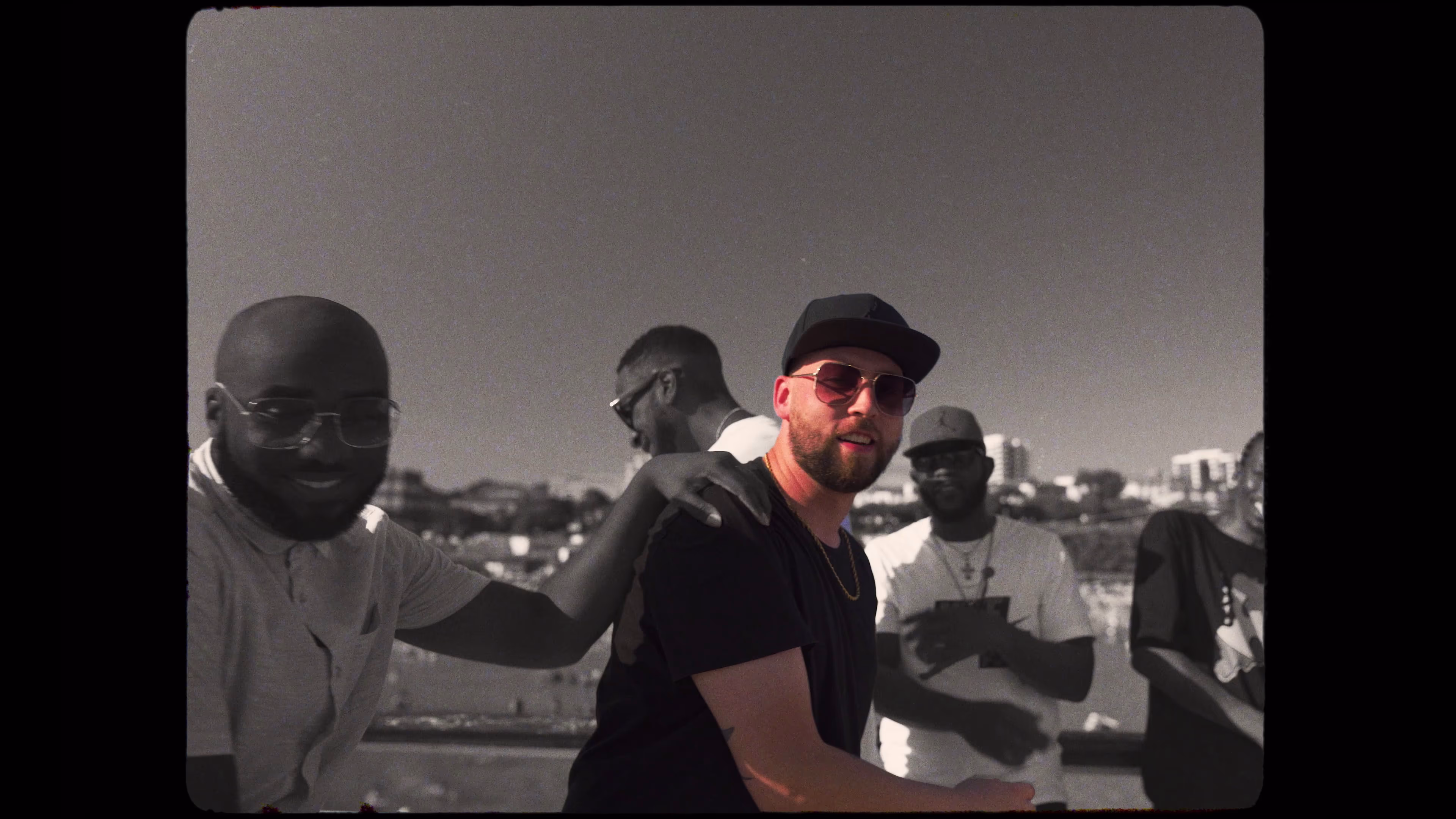 Black-and-white performance frame from 30 Degrees