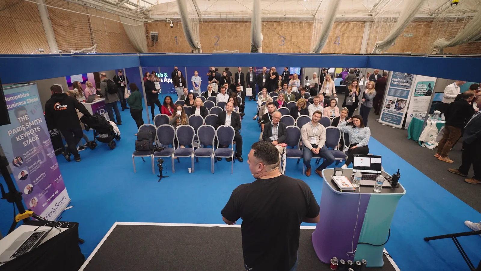 Keynote speaker addressing the Hampshire Business Show audience