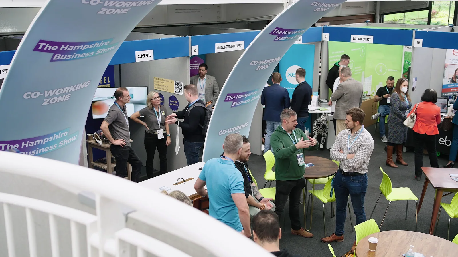 Exhibitors and visitors networking on the Hampshire Business Show floor