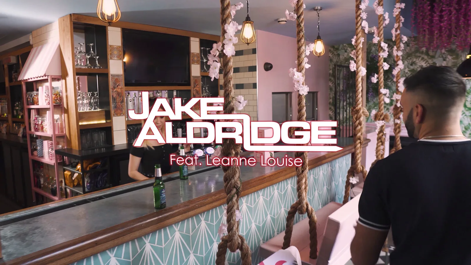 Jake Aldridge and cast inside Cecilia's Cocktail Bar