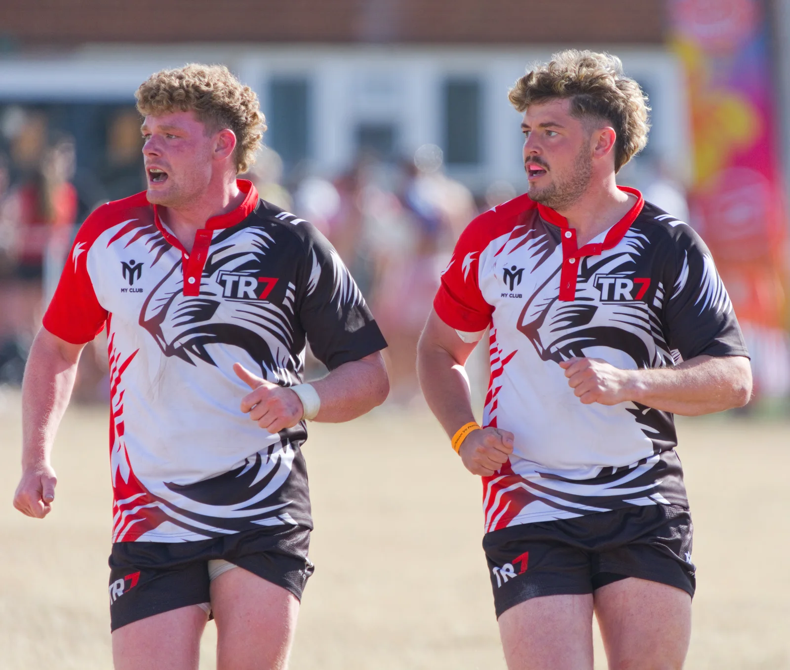 Two TR7 players in their event kit at Cheltenham