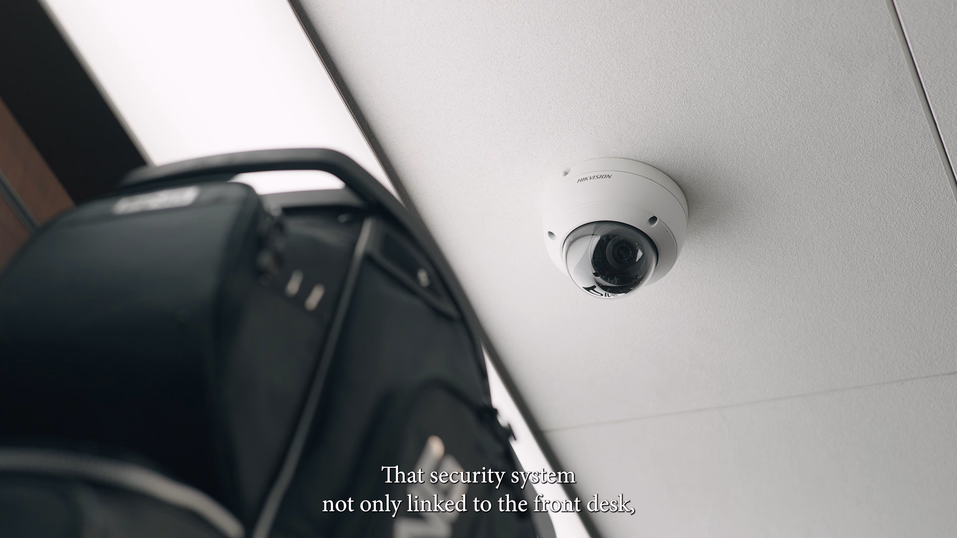Ceiling-mounted security camera at Winchester Golf Academy