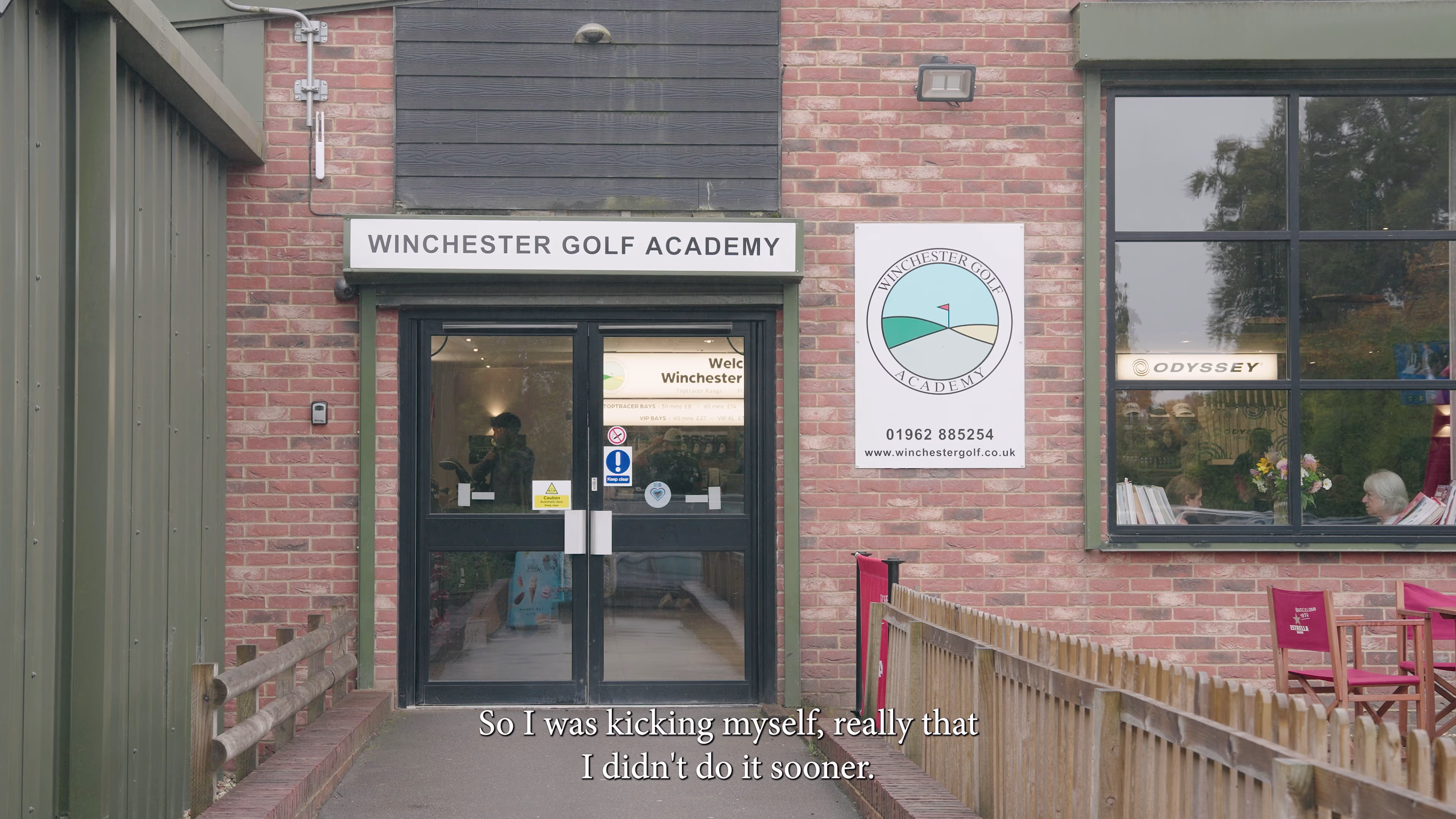 Front entrance and signage at Winchester Golf Academy