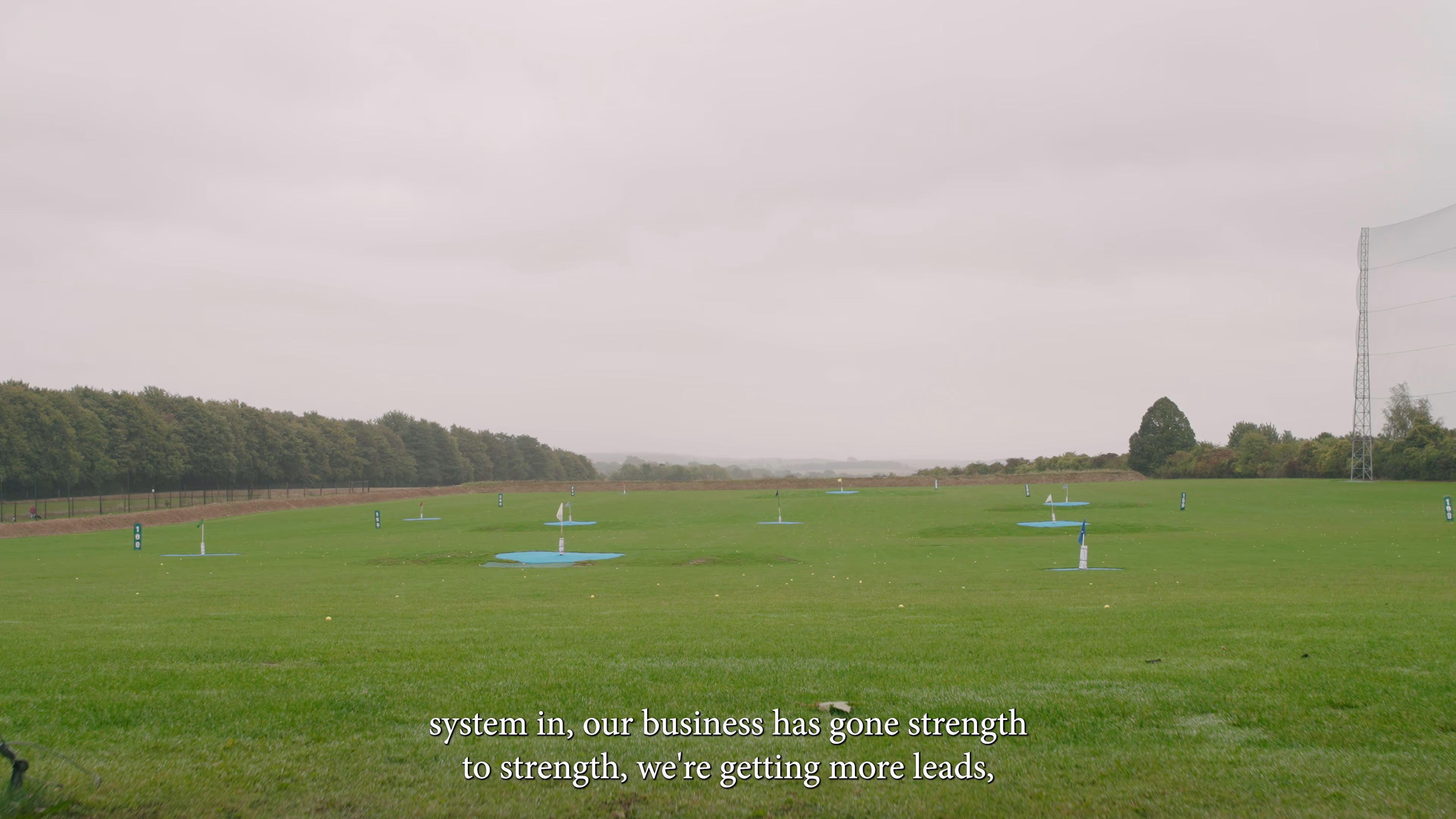 Wide view across the golf driving range at Winchester Golf Academy