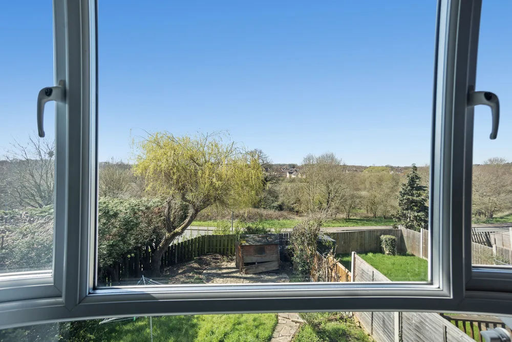 View of the garden through an upstairs window — 13 Furness Close