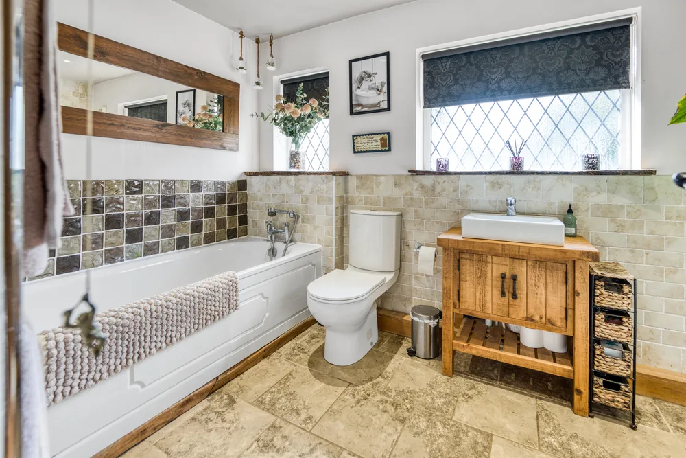 Bathroom with timber vanity unit — Vancouver, Brockley