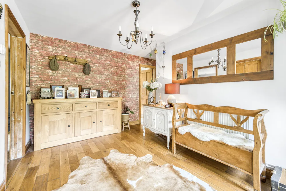 Entrance hall with exposed brickwork — Vancouver, Brockley