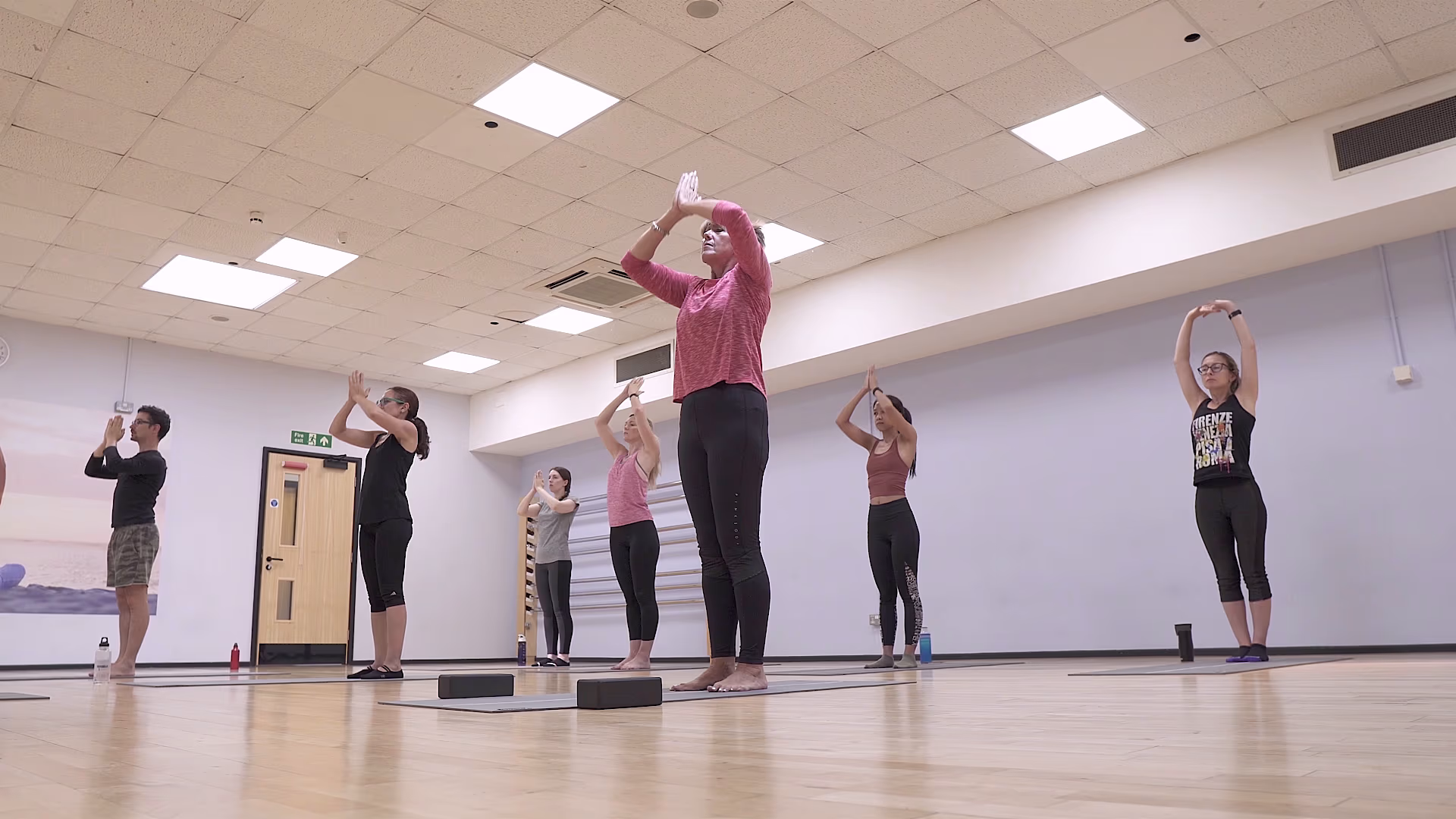 Yoga class stretching in the Essex Sport studio