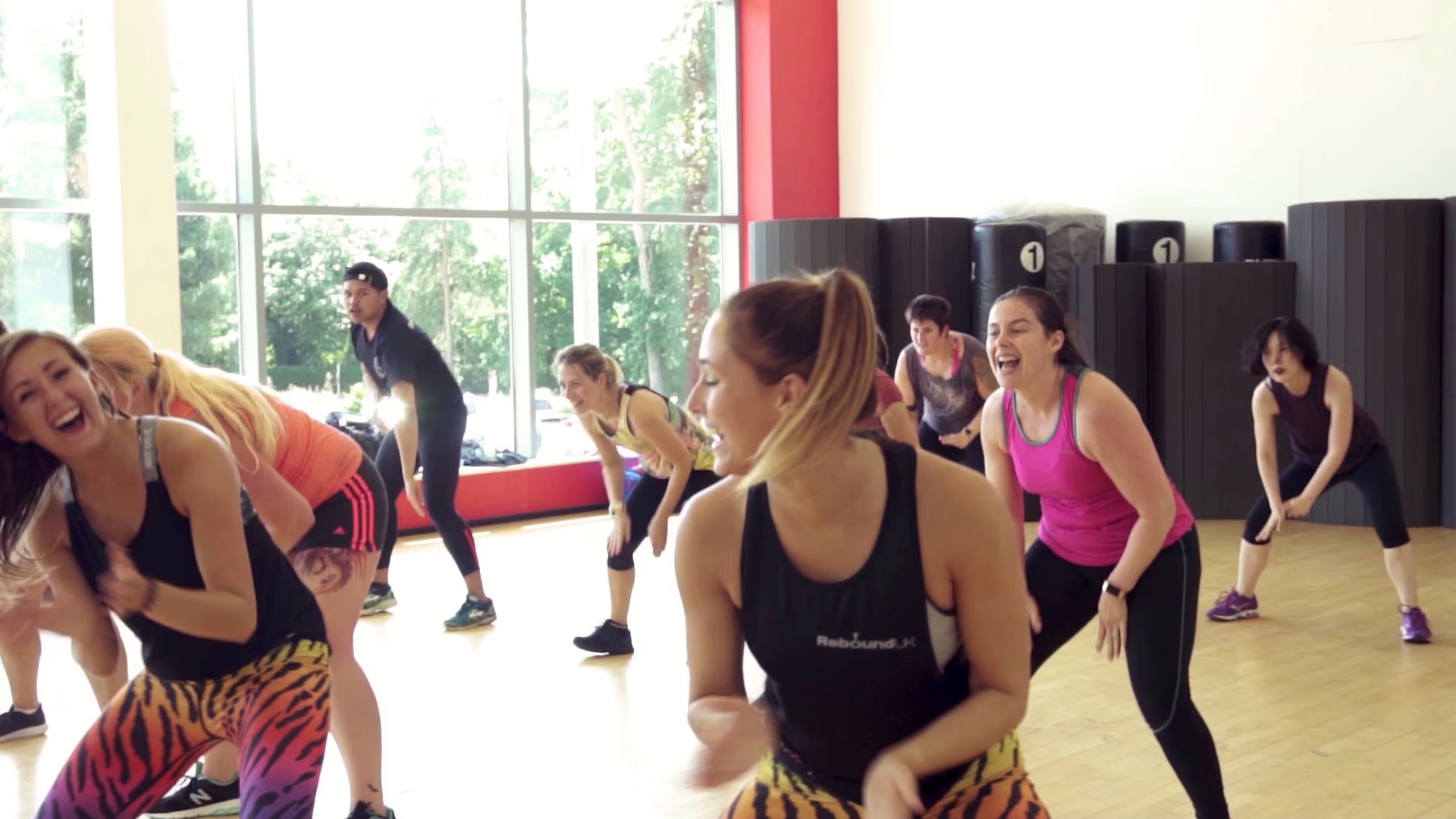 Zumba class following a routine at the University of Essex