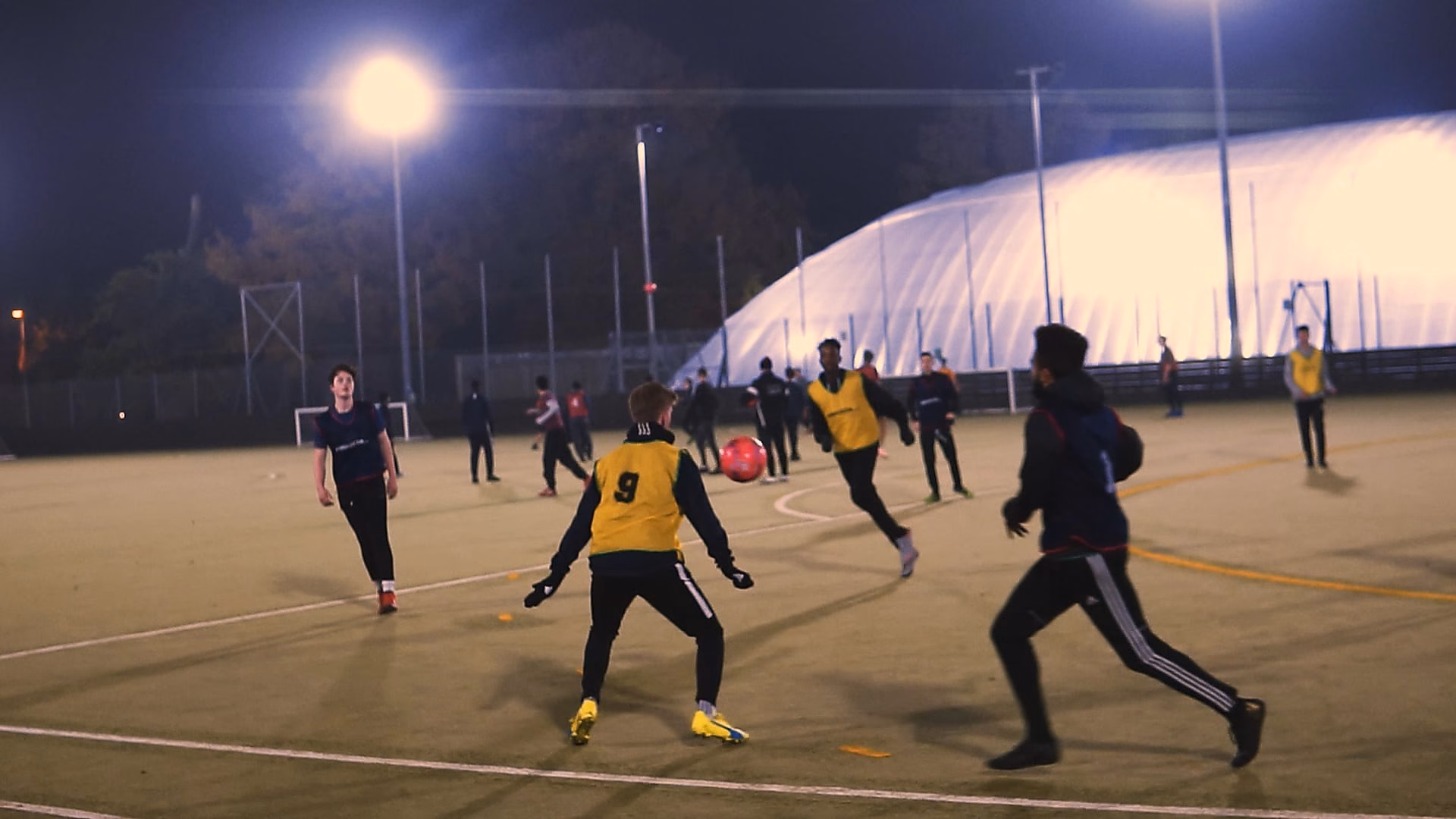 Evening football training at the University of Essex