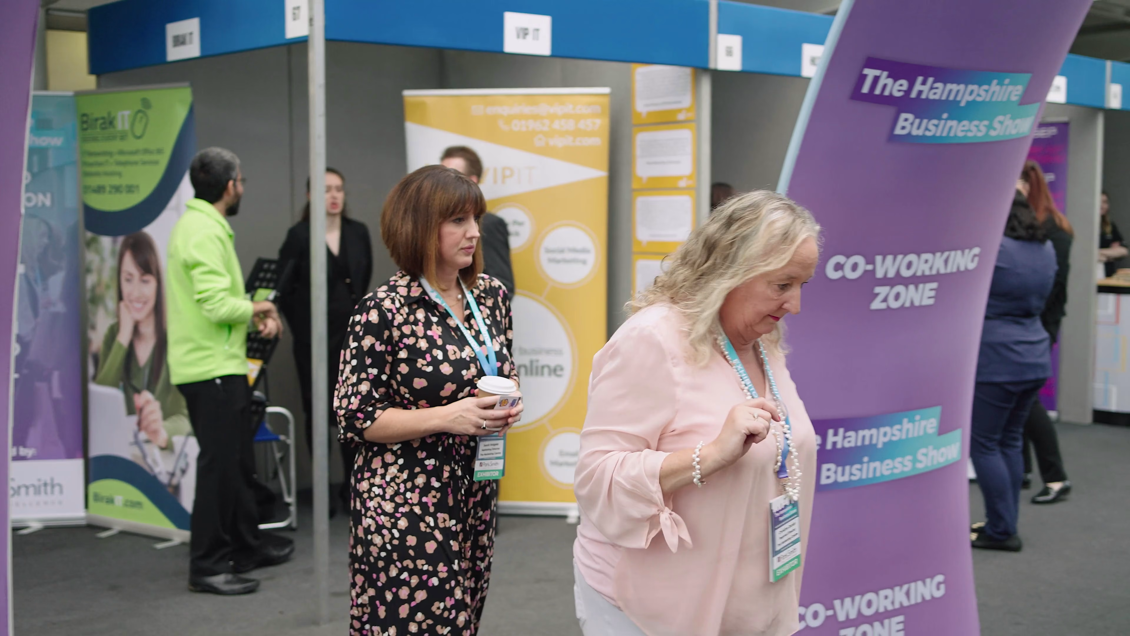 Visitors meeting in the Hampshire Business Show co-working zone