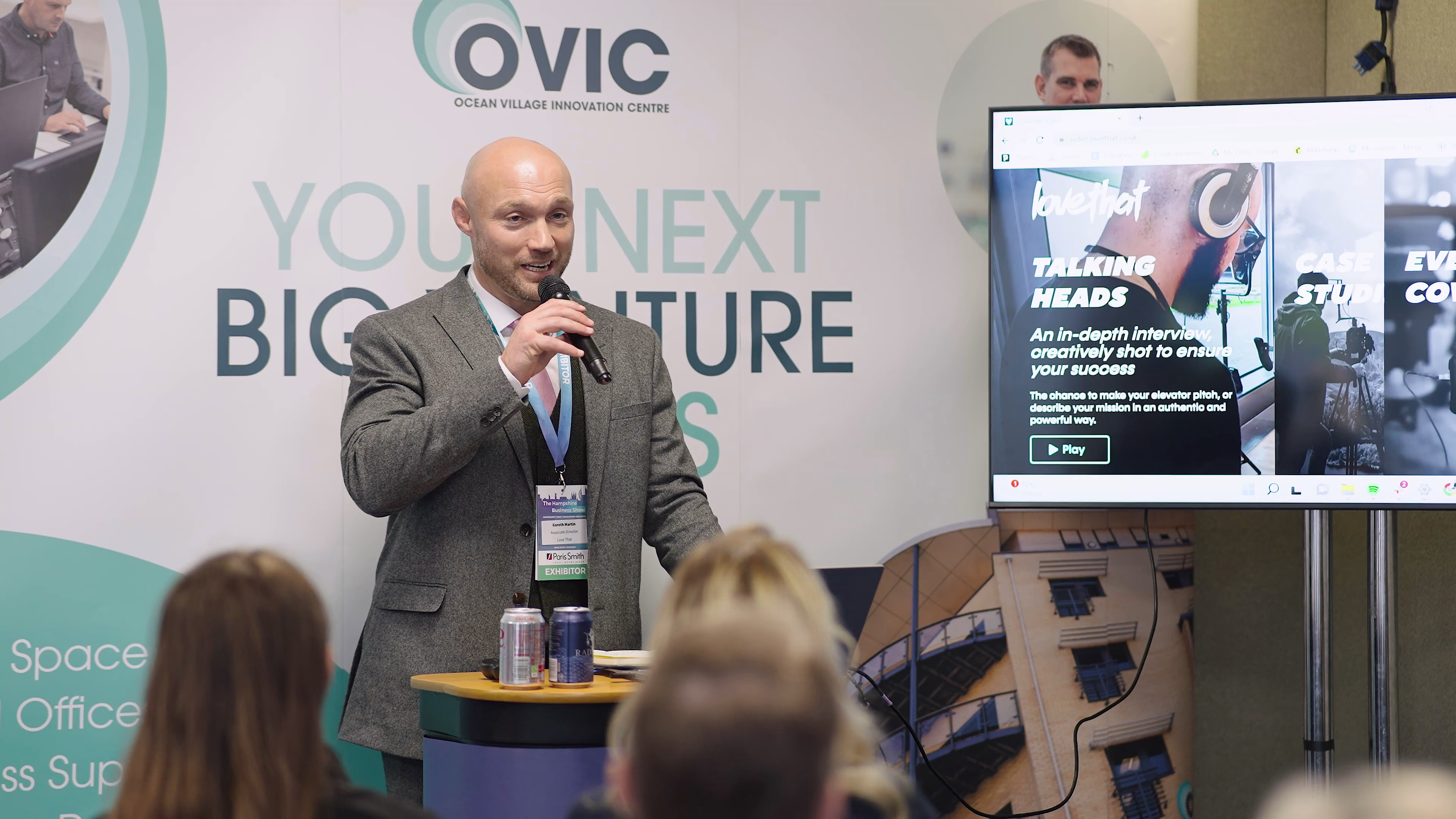 Speaker presenting a business talk at Hampshire Business Show