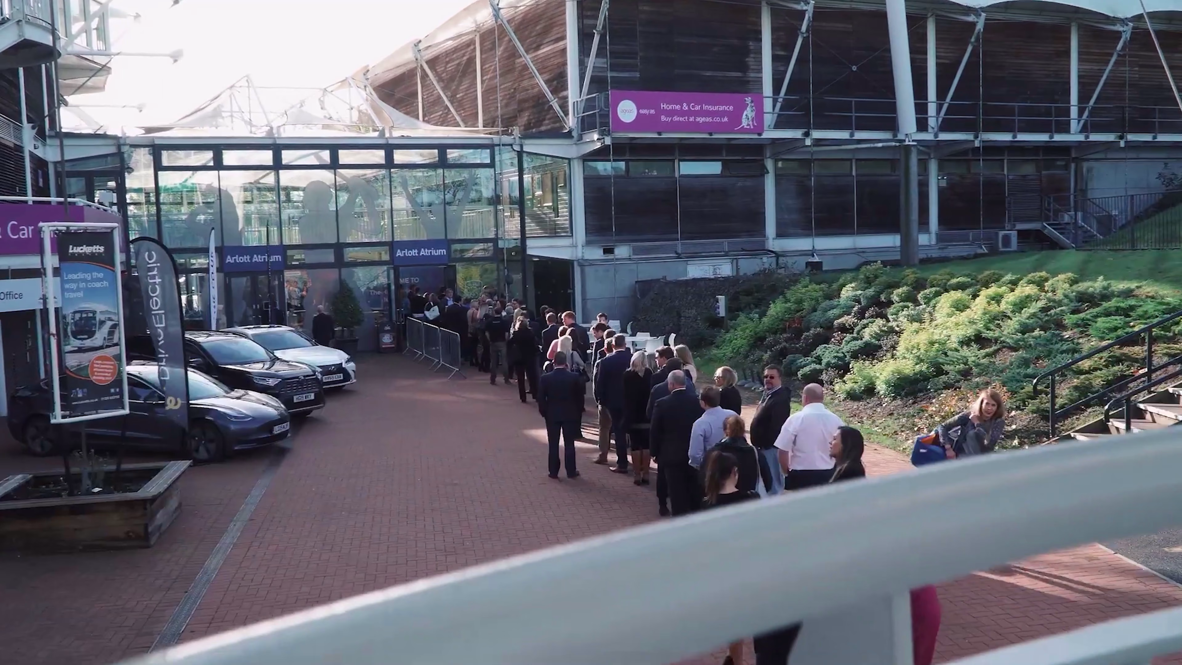 Visitors arriving outside the Hampshire Business Show venue