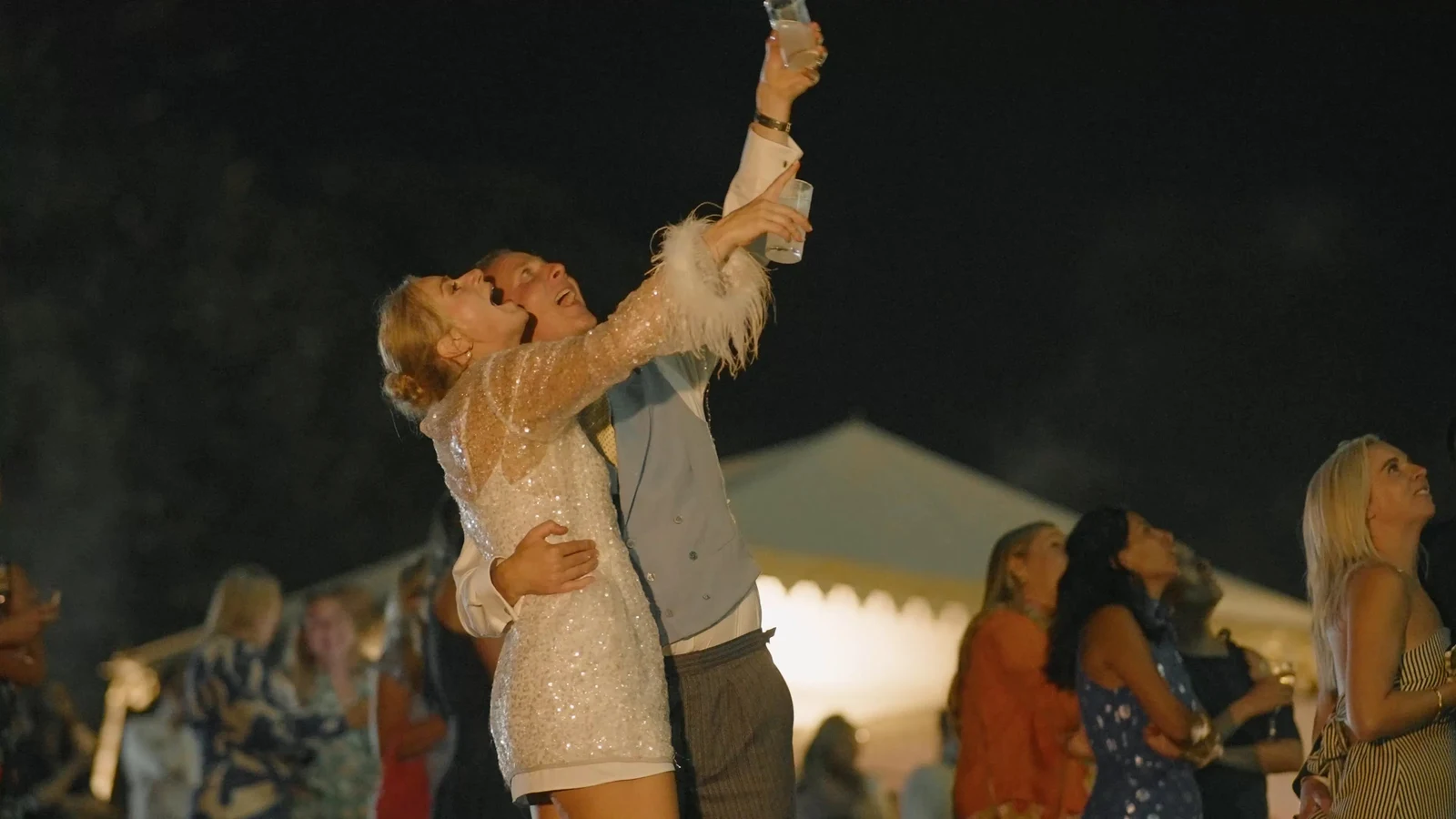 Film still: Harriet and Luke watching the fireworks