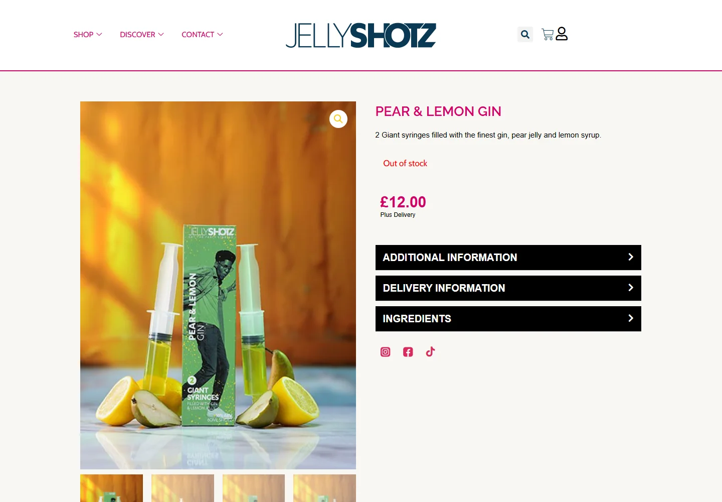 Our Pear and Lemon product photograph in the Jellyshotz online store
