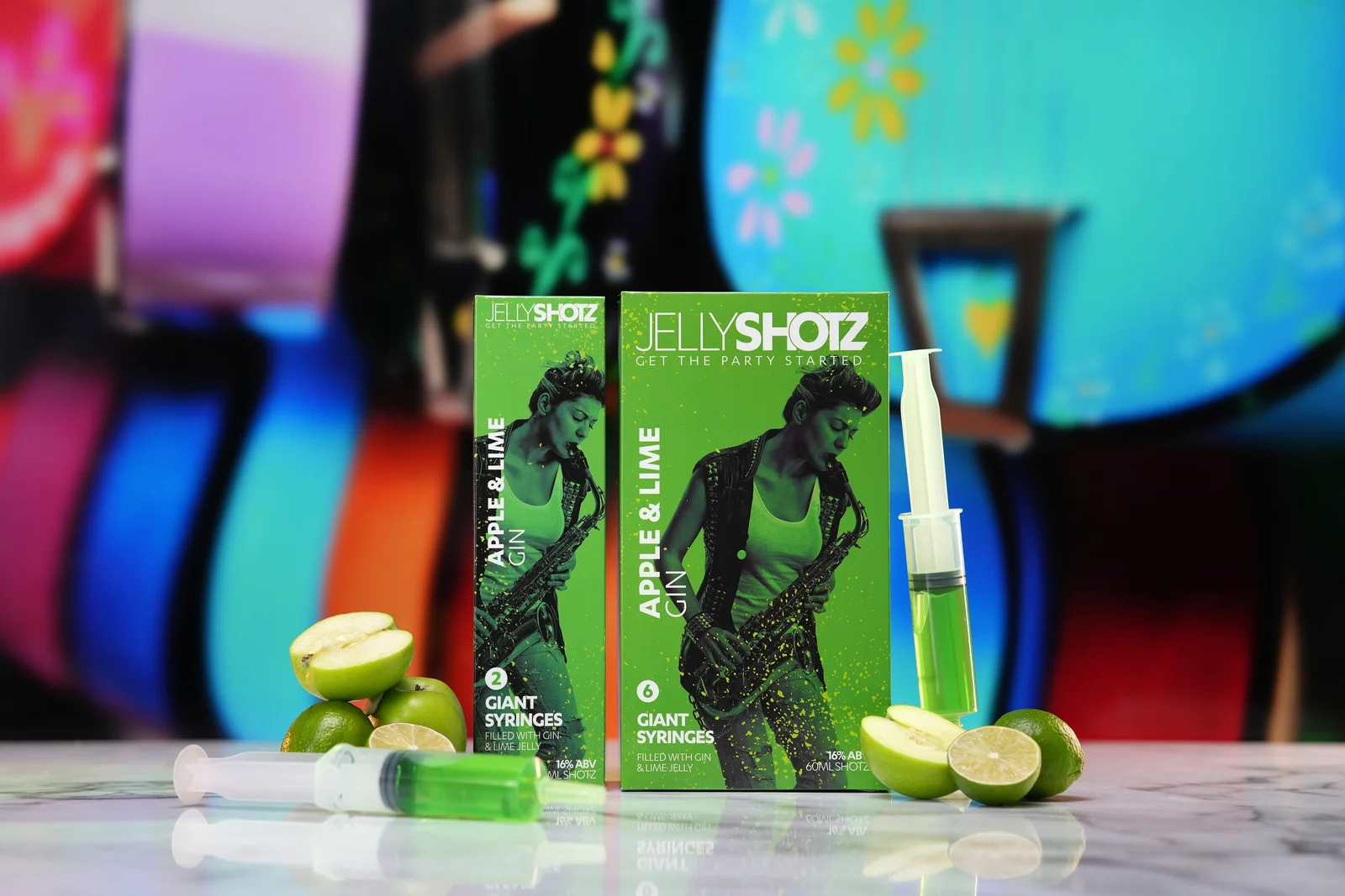 Jellyshotz Apple & Lime Gin — both pack sizes with syringes