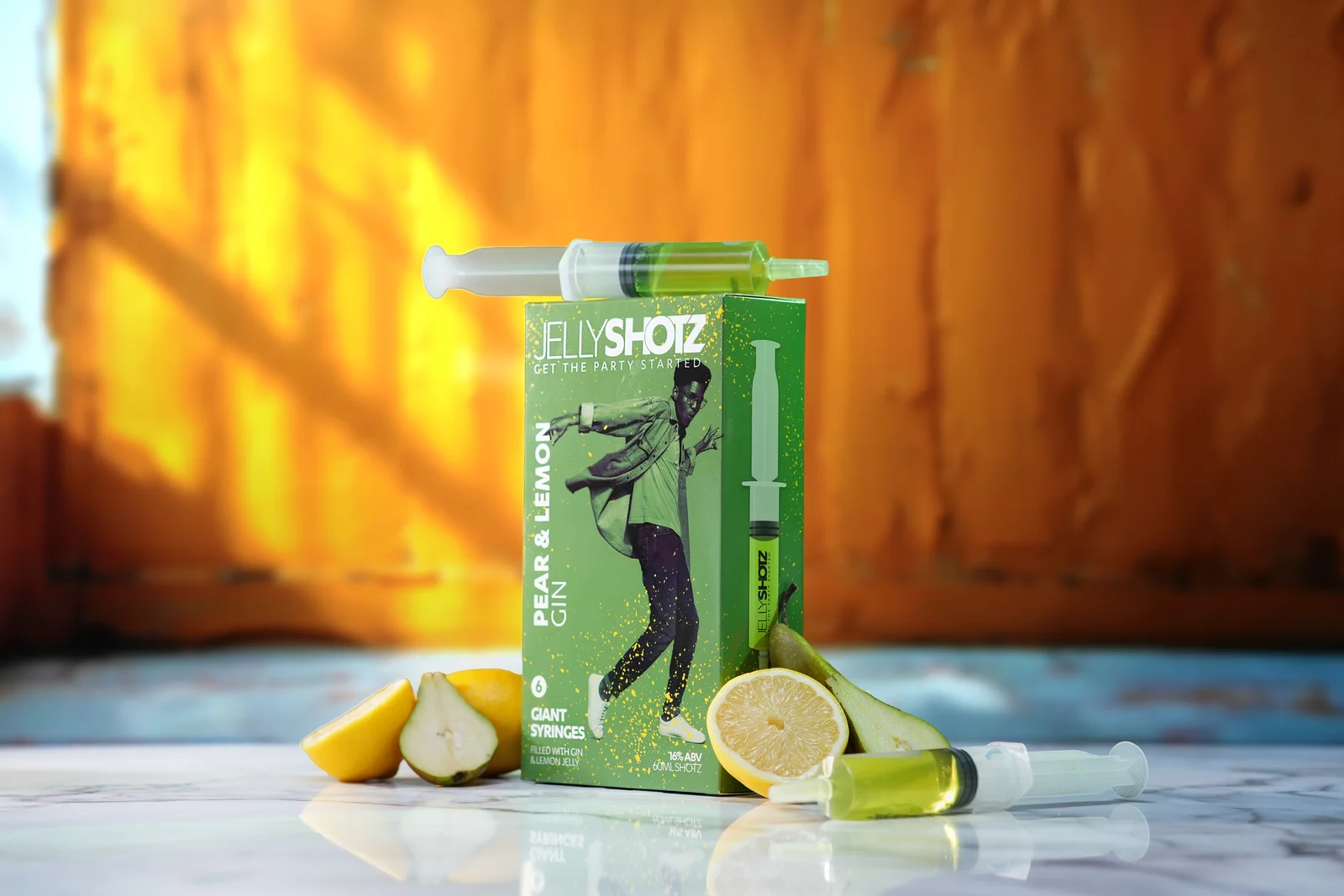 Jellyshotz Pear & Lemon Gin — small pack with a syringe across the top