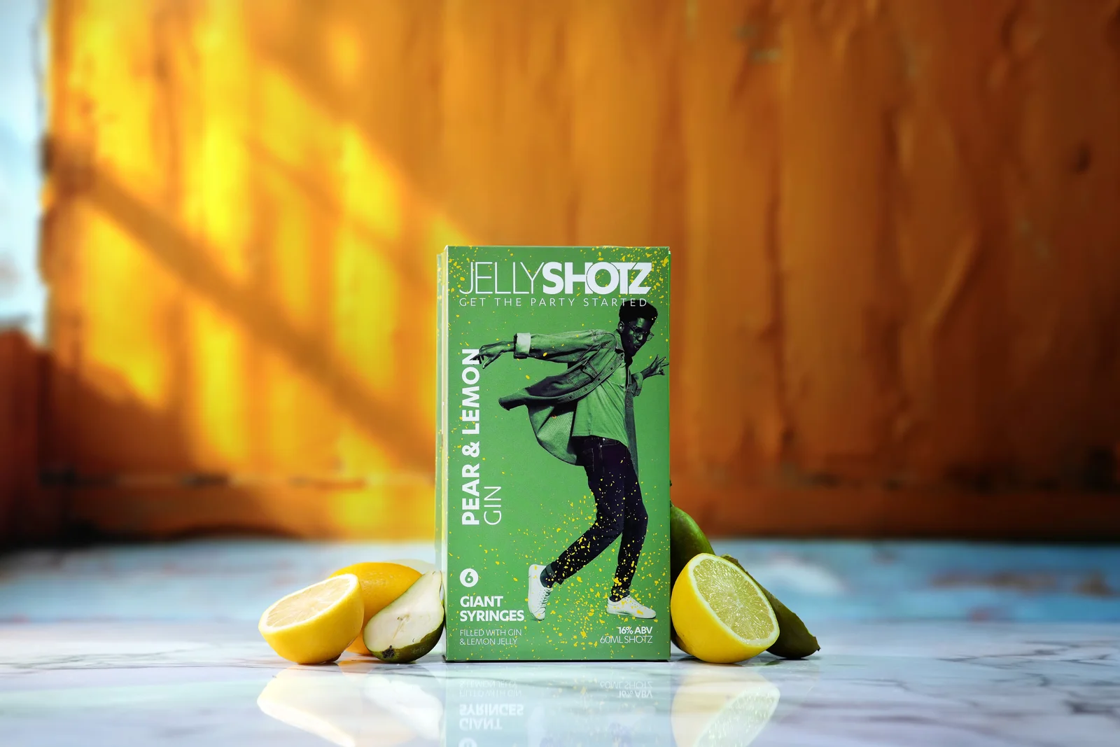 Jellyshotz Pear & Lemon Gin — two-syringe pack with lemon and pear