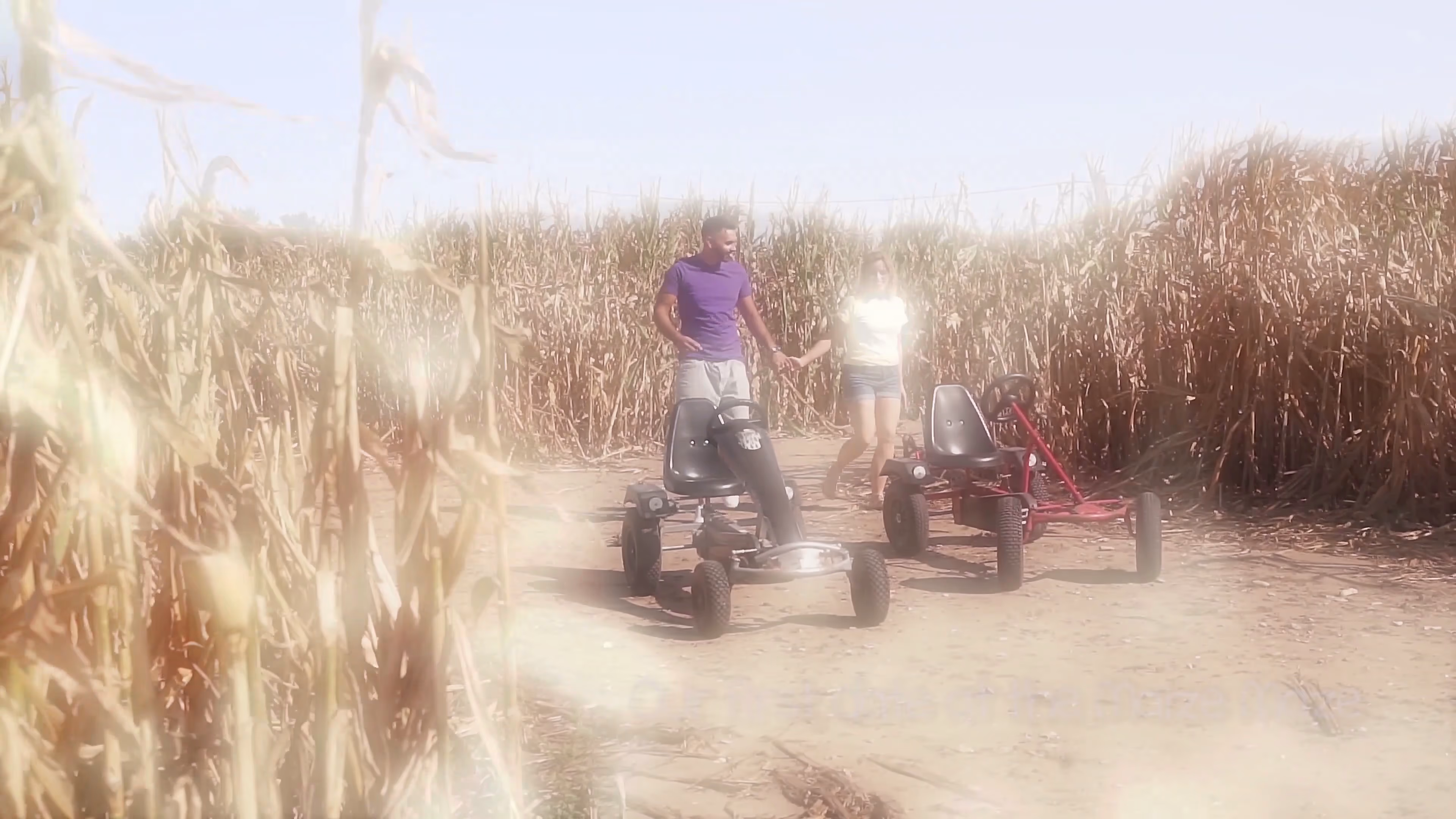 Dreamlike transition into the go-karting sequence