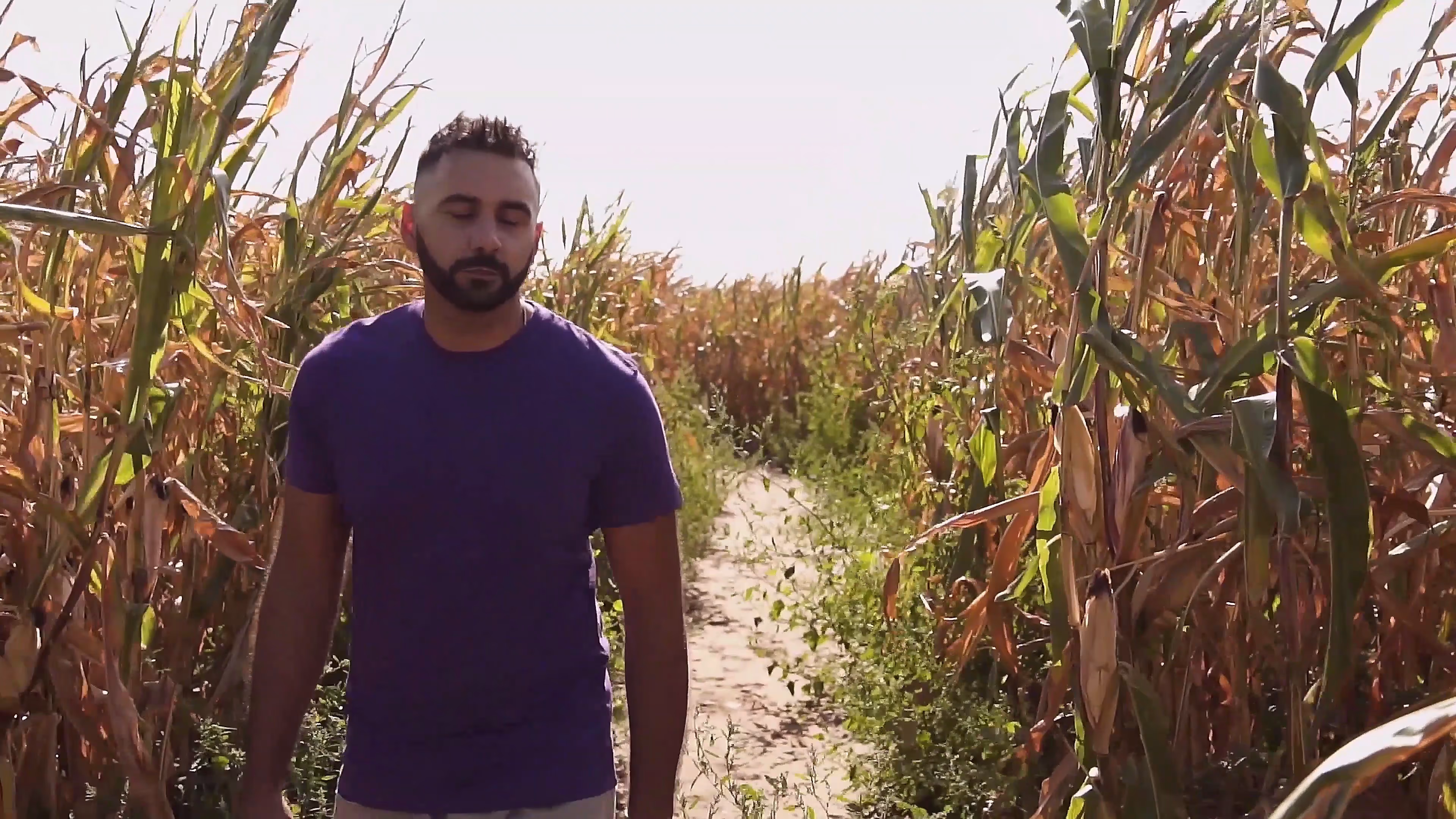 Jake walking into the Southwold Maize Maze