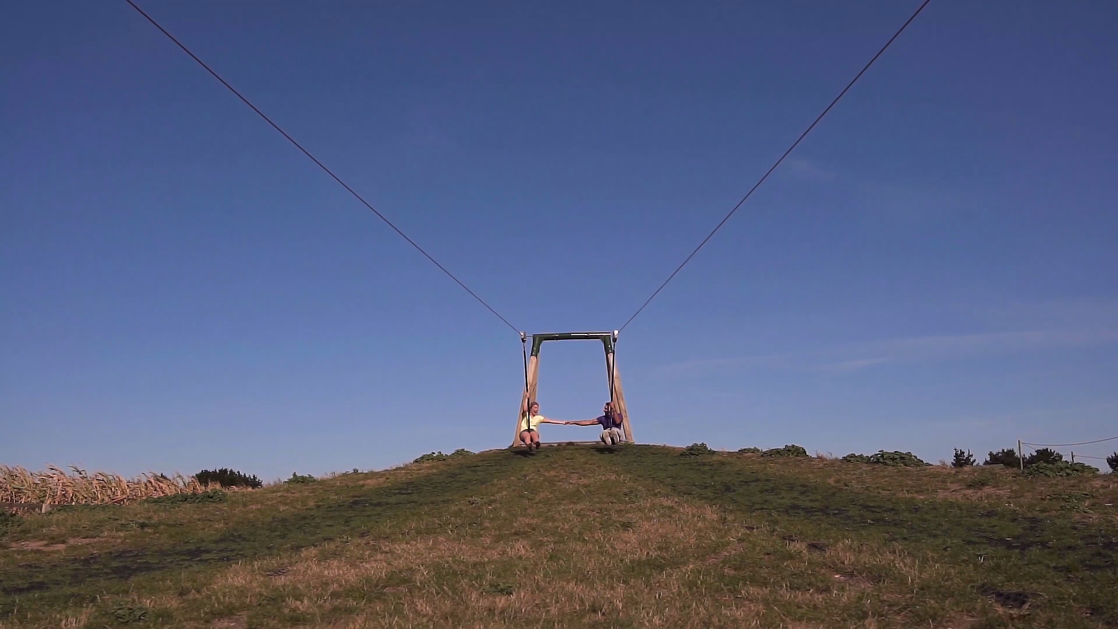 Wide view of the zip line during Jake and Lisa's first date