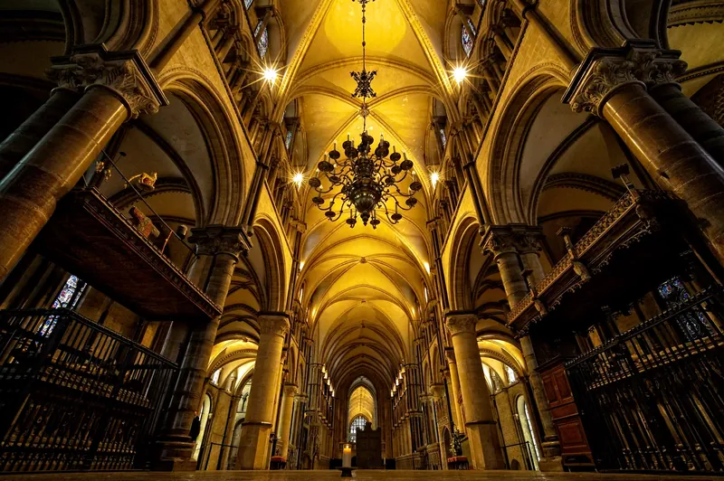 Gothic interior of Canterbury Cathedral in Kent