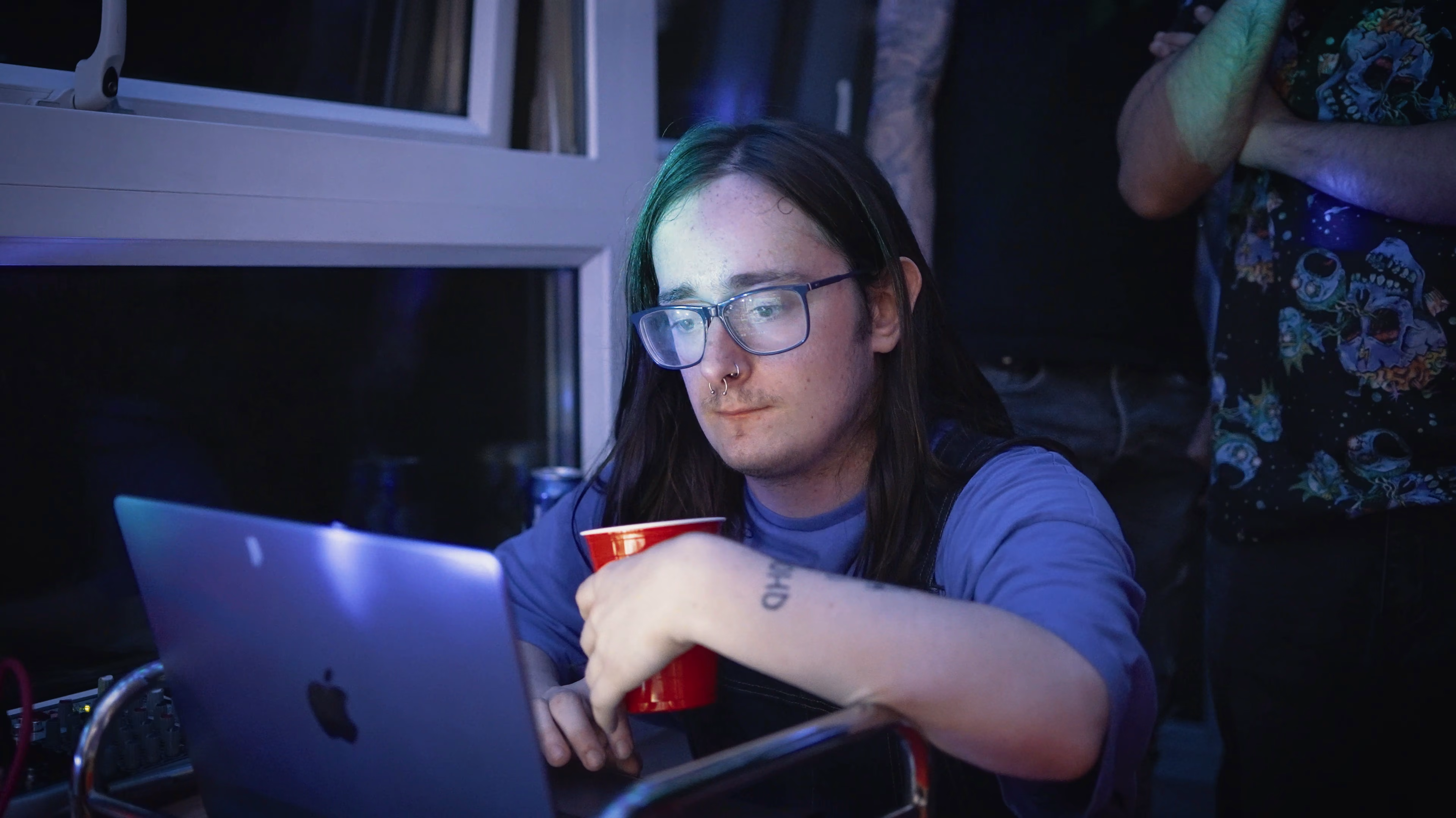 Production activity inside the London flat during the music video shoot