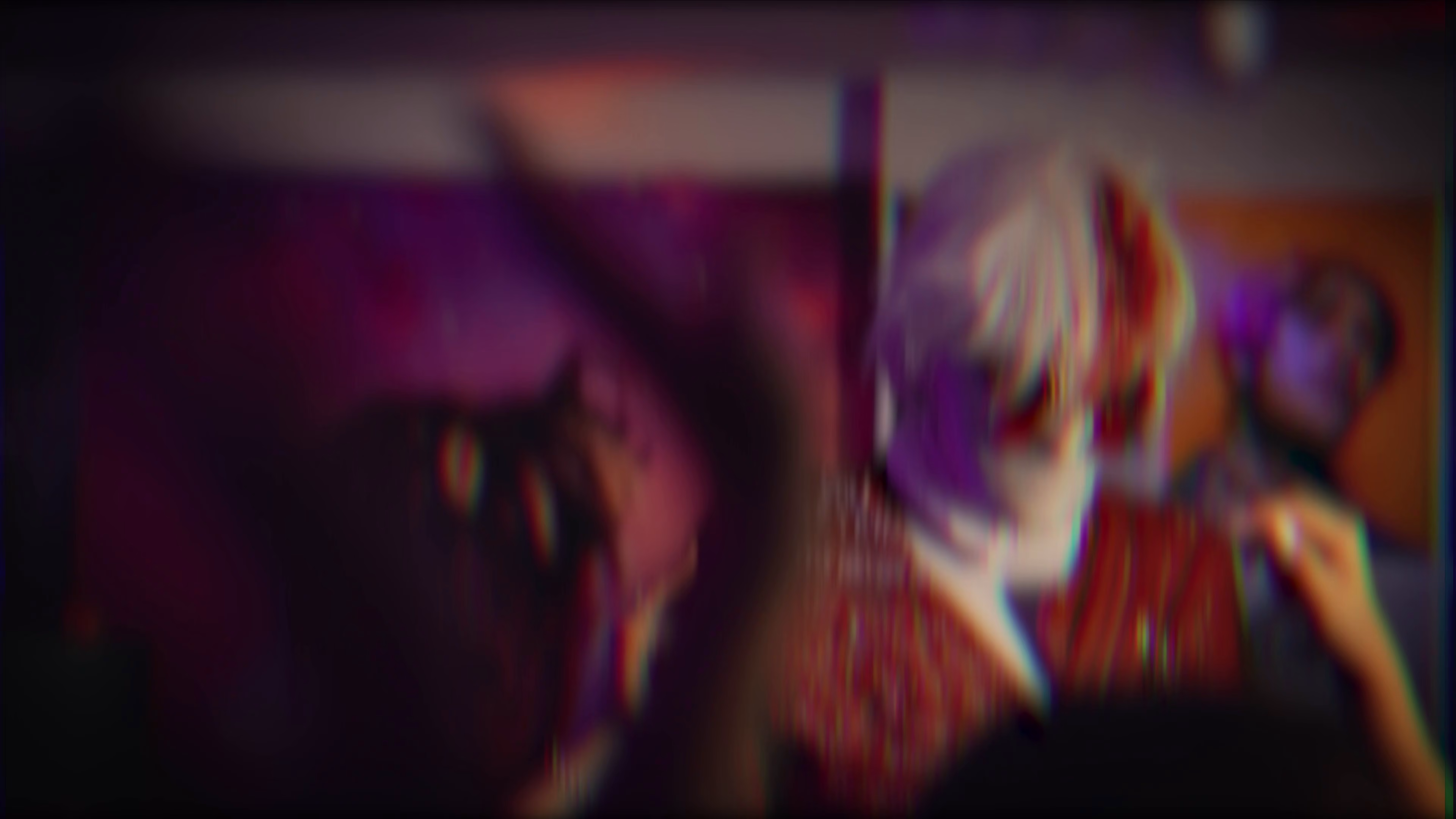 Abstract close-up of Mystery Man in a red and white mask