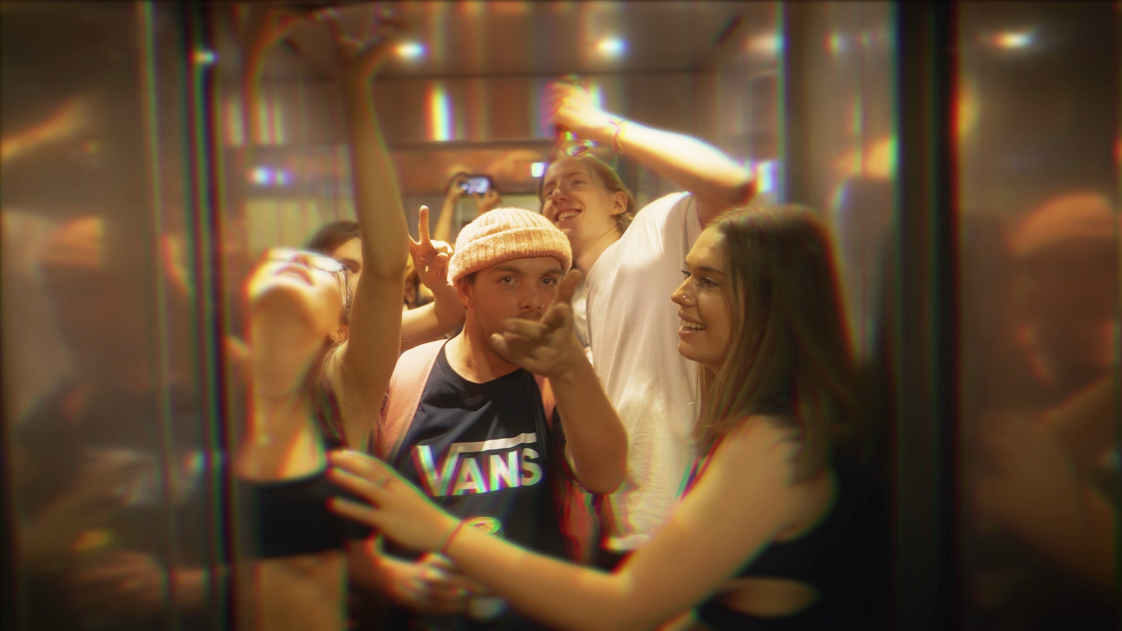 Candid guest portrait from the London flat-party video shoot