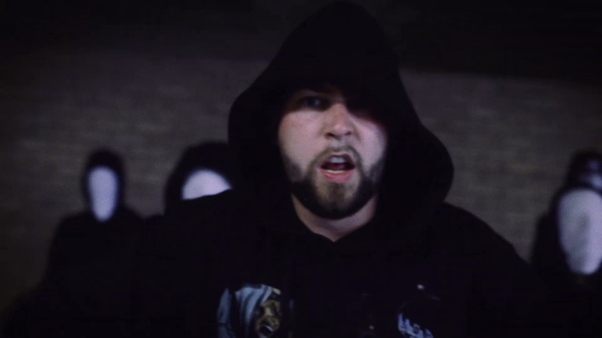 Close portrait from the dark masked sequence of Swarmer