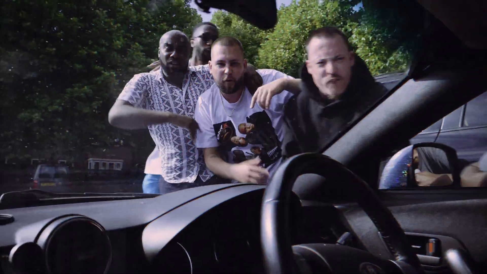 New Guardz performing towards a camera positioned inside a car for Swarmer