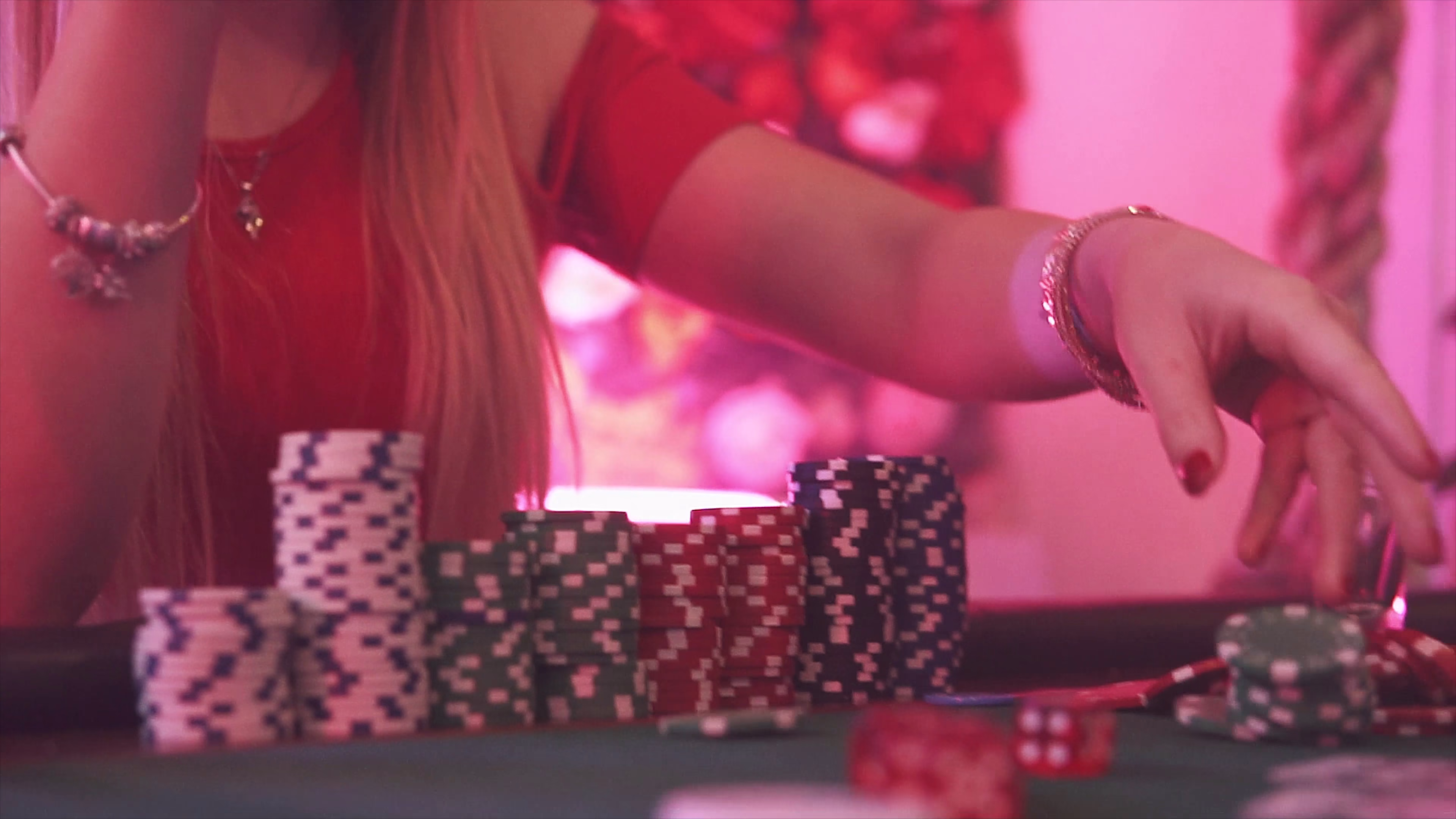 Poker-table detail from Partners in Crime