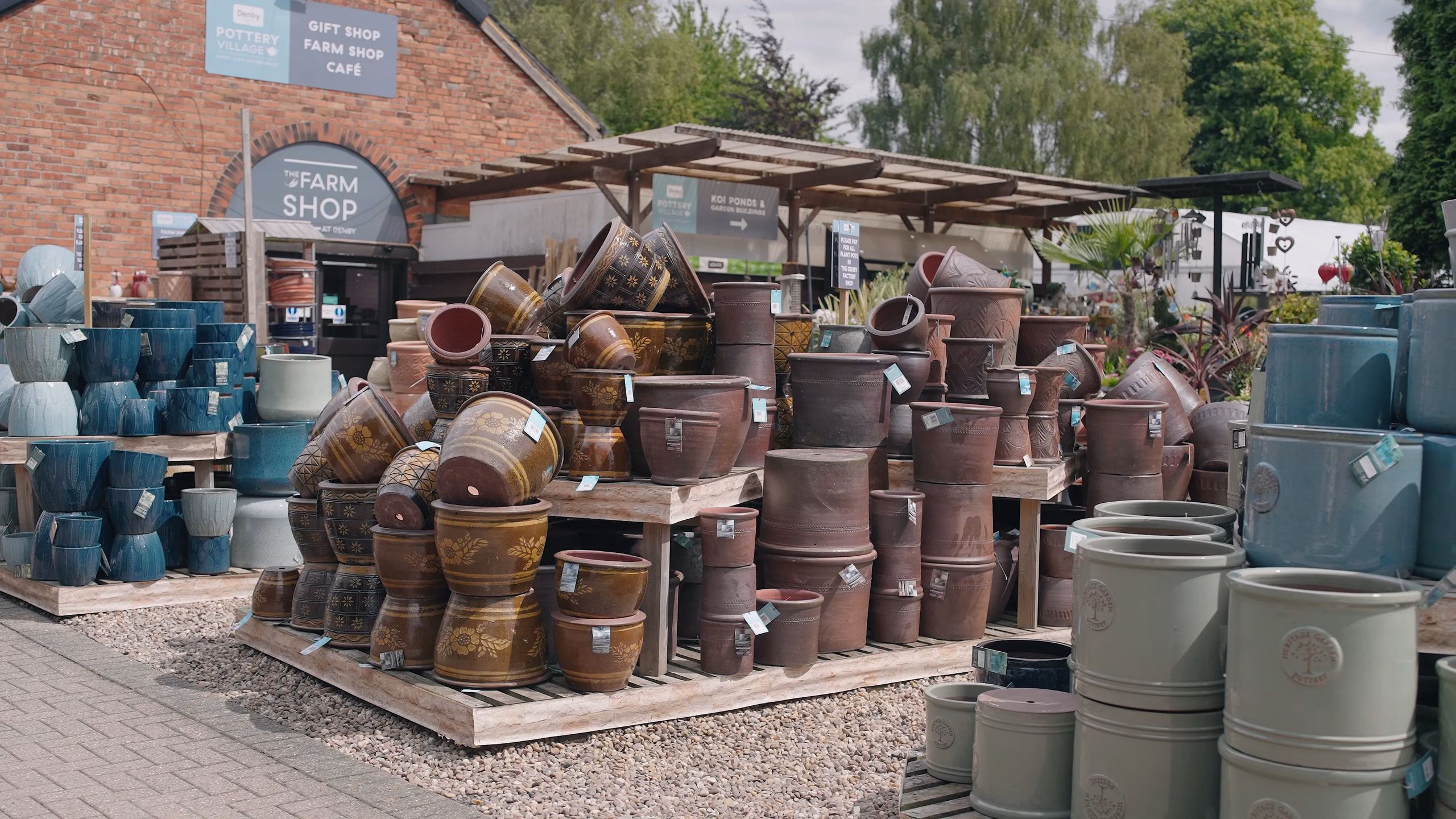Pottery displayed outside the Denby shop