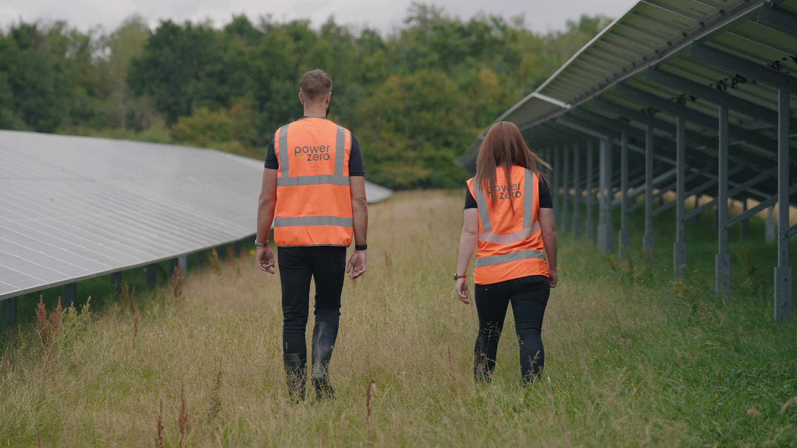 Power-Zero team members walking through the solar array