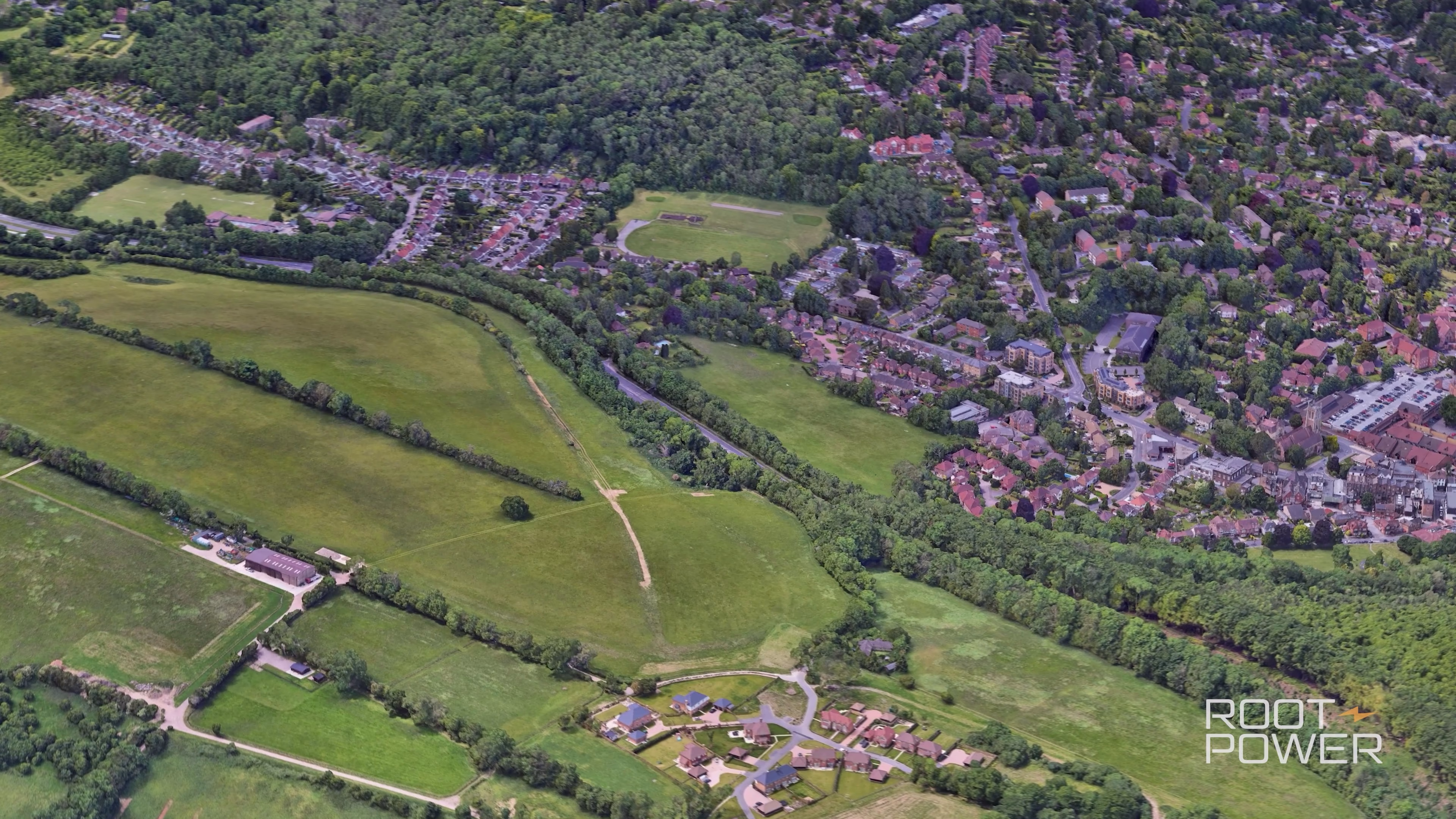 Tillingdown site and neighbouring Caterham seen from the air