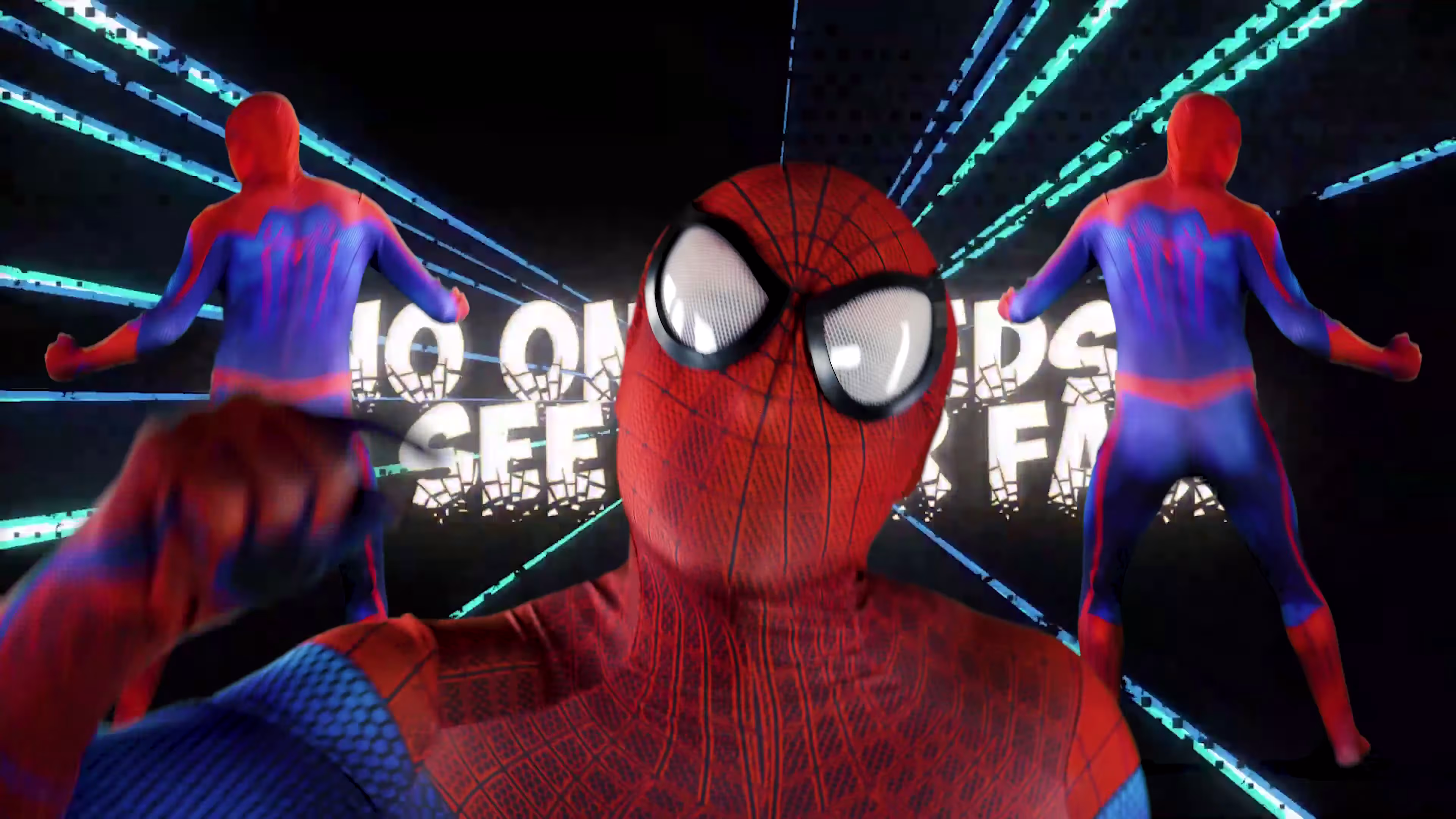 Three Spider-Man performance layers with radiating graphic lines