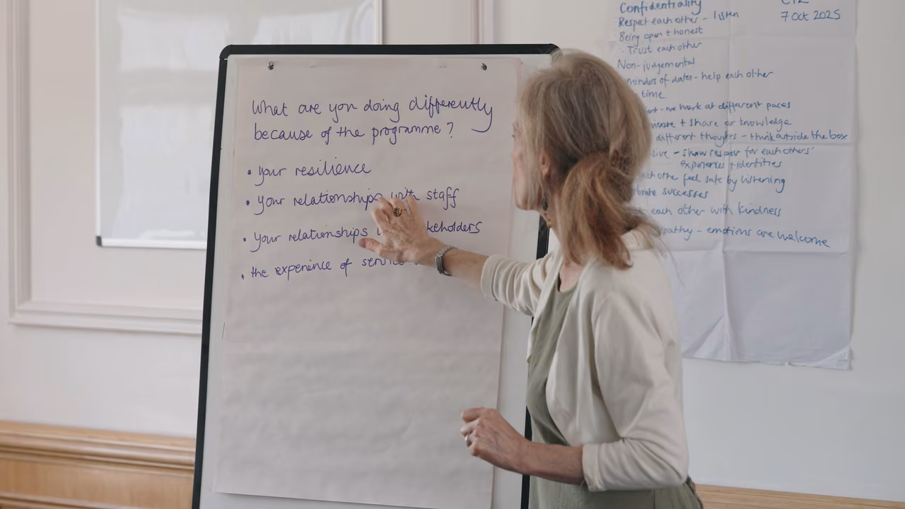 A facilitator leading a My Home Life England session