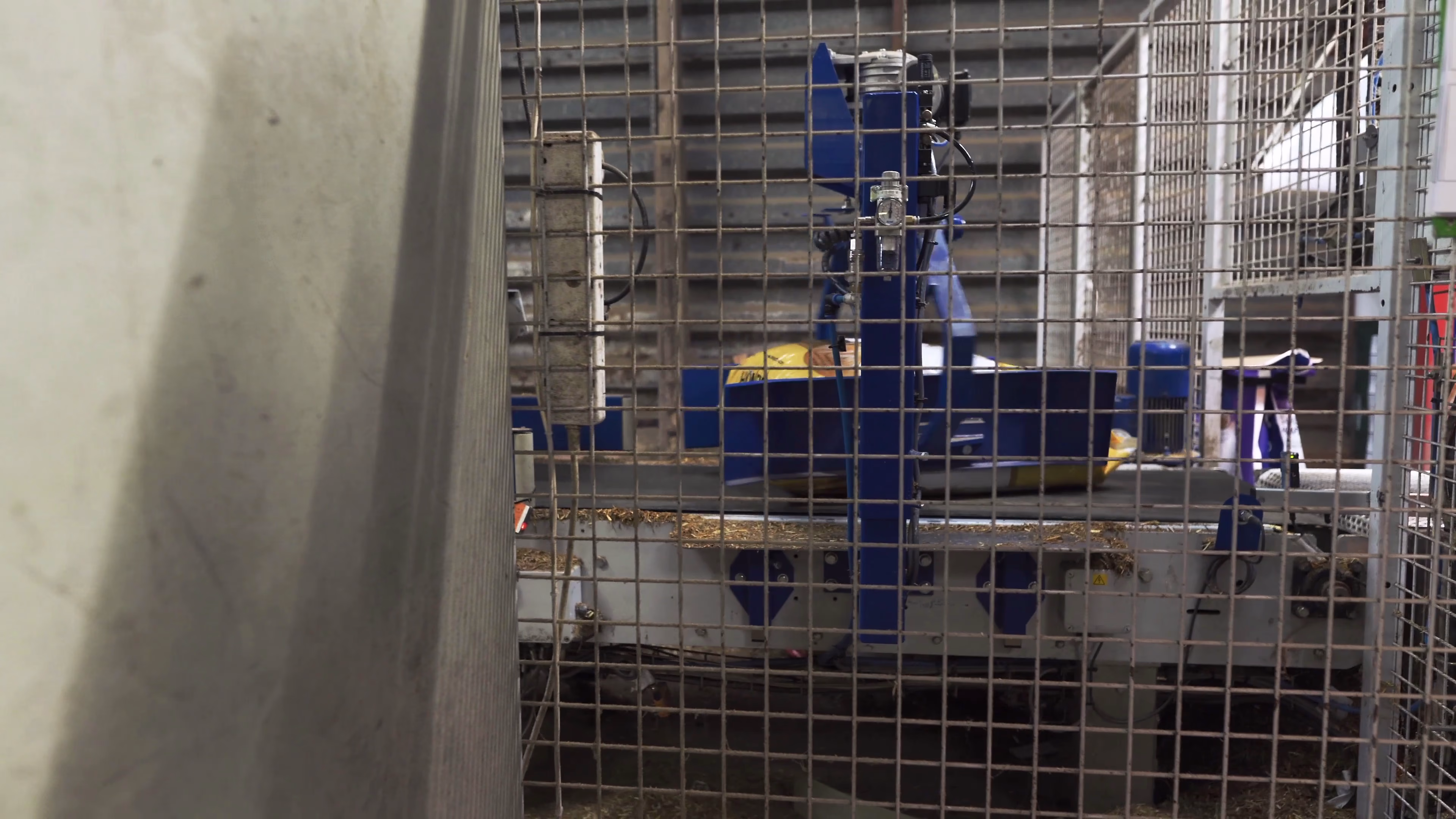 Agricultural machinery and storage detail filmed during the visit