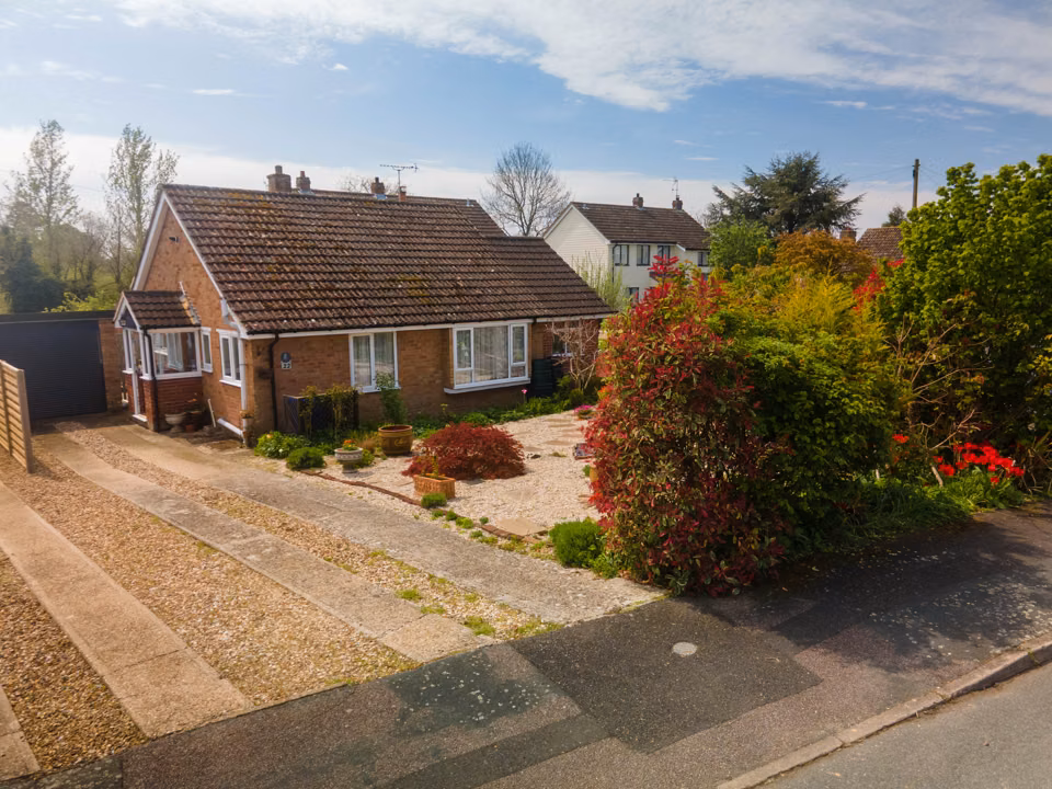 Aerial view of the Cavendish frontage and gravel driveway