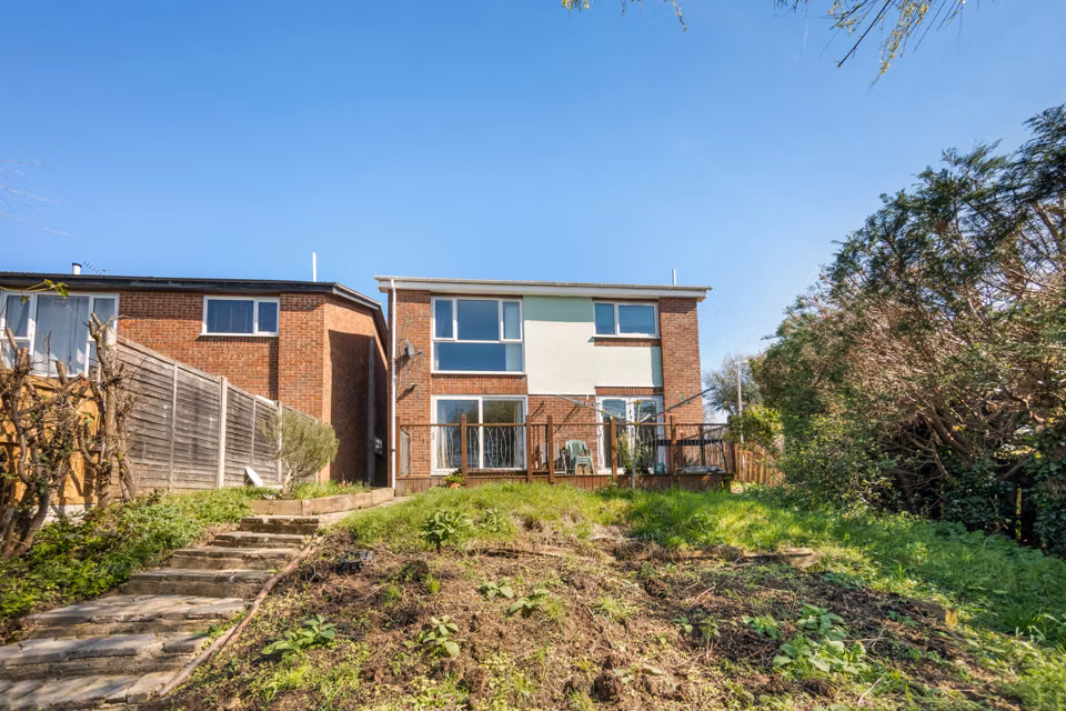 Rear elevation viewed from the lawn — 13 Furness Close