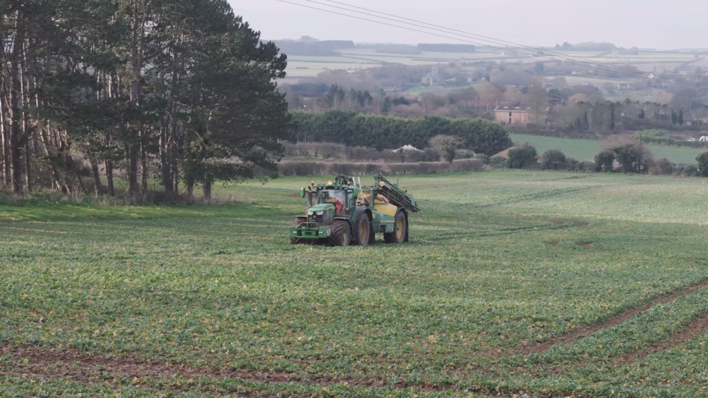 Tractor working in a Norfolk field in the Sentry films