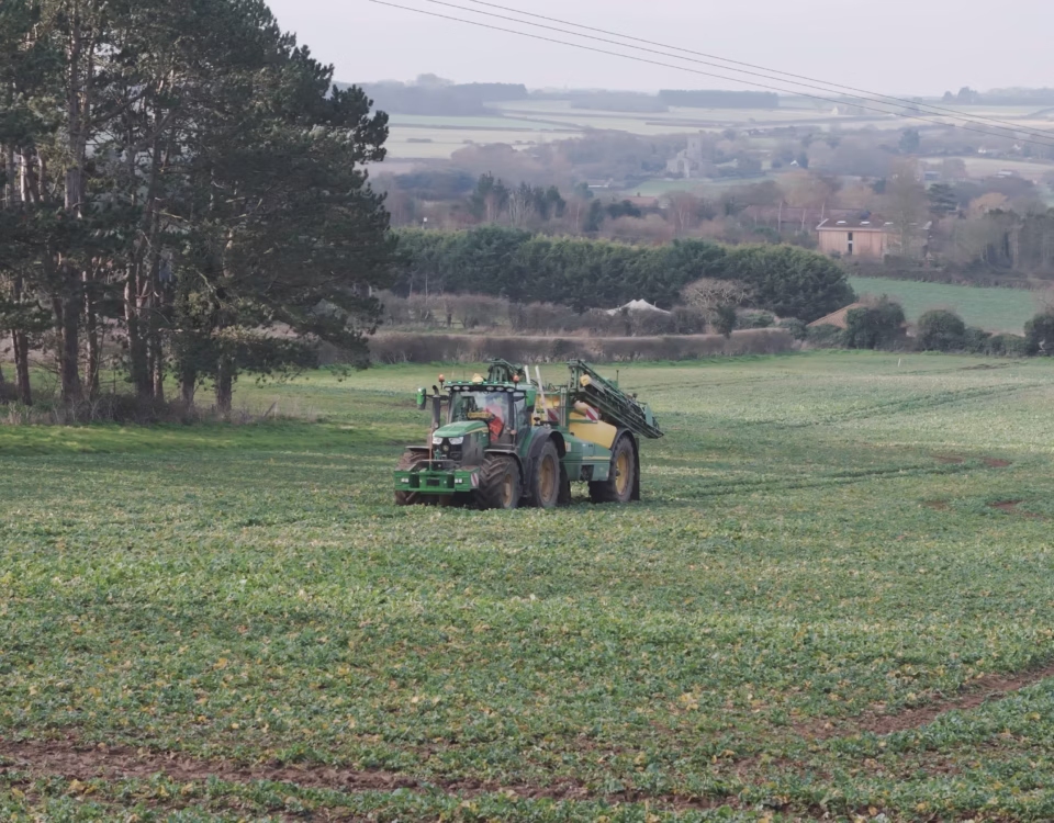 Agricultural machinery operating at a Norfolk farm filmed for Sentry