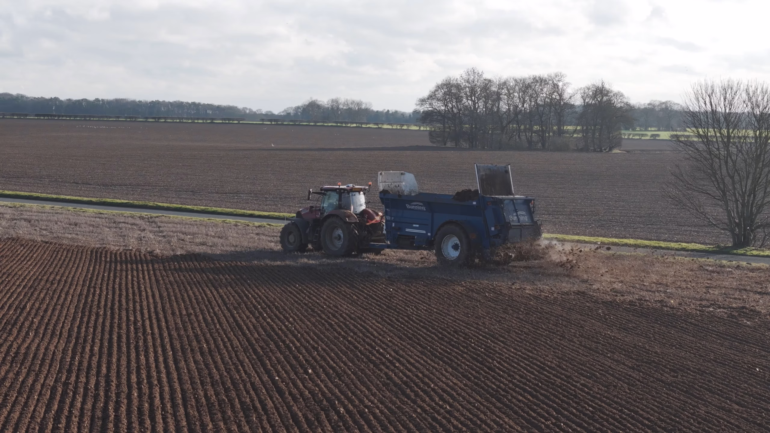 Tractor working across a Norfolk field in the Sentry film