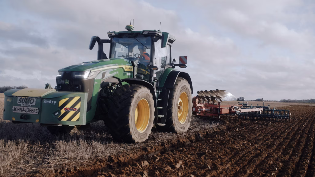 Tractor and equipment during Sentry farm filming