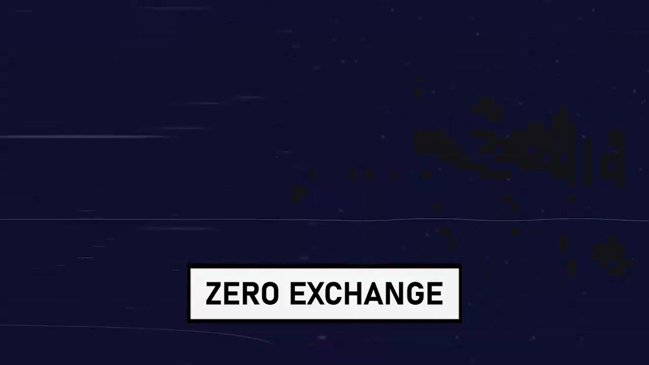 Zero Exchange logo and blue brand graphics