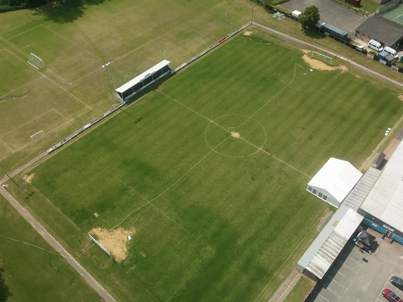 Aerial view of a sports ground in Hadleigh