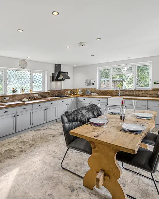 Open-plan kitchen and dining area
