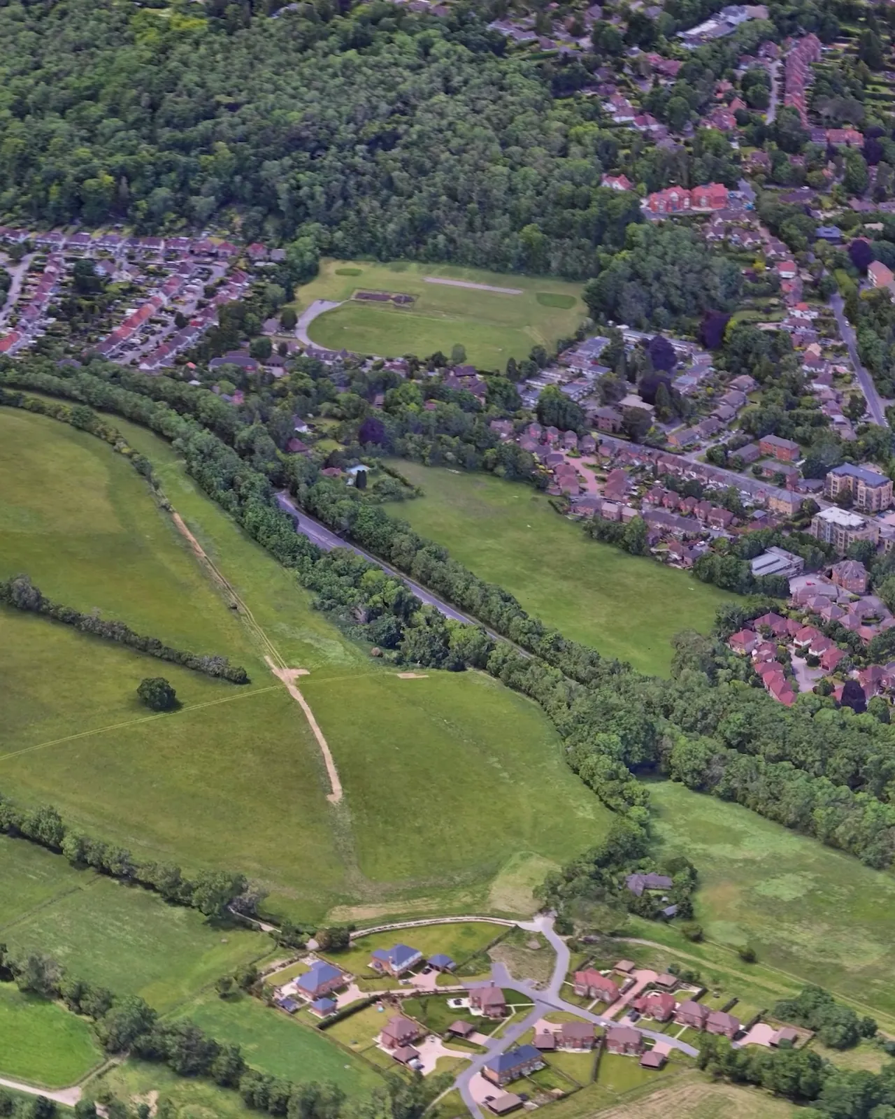 Aerial view of the valley before works